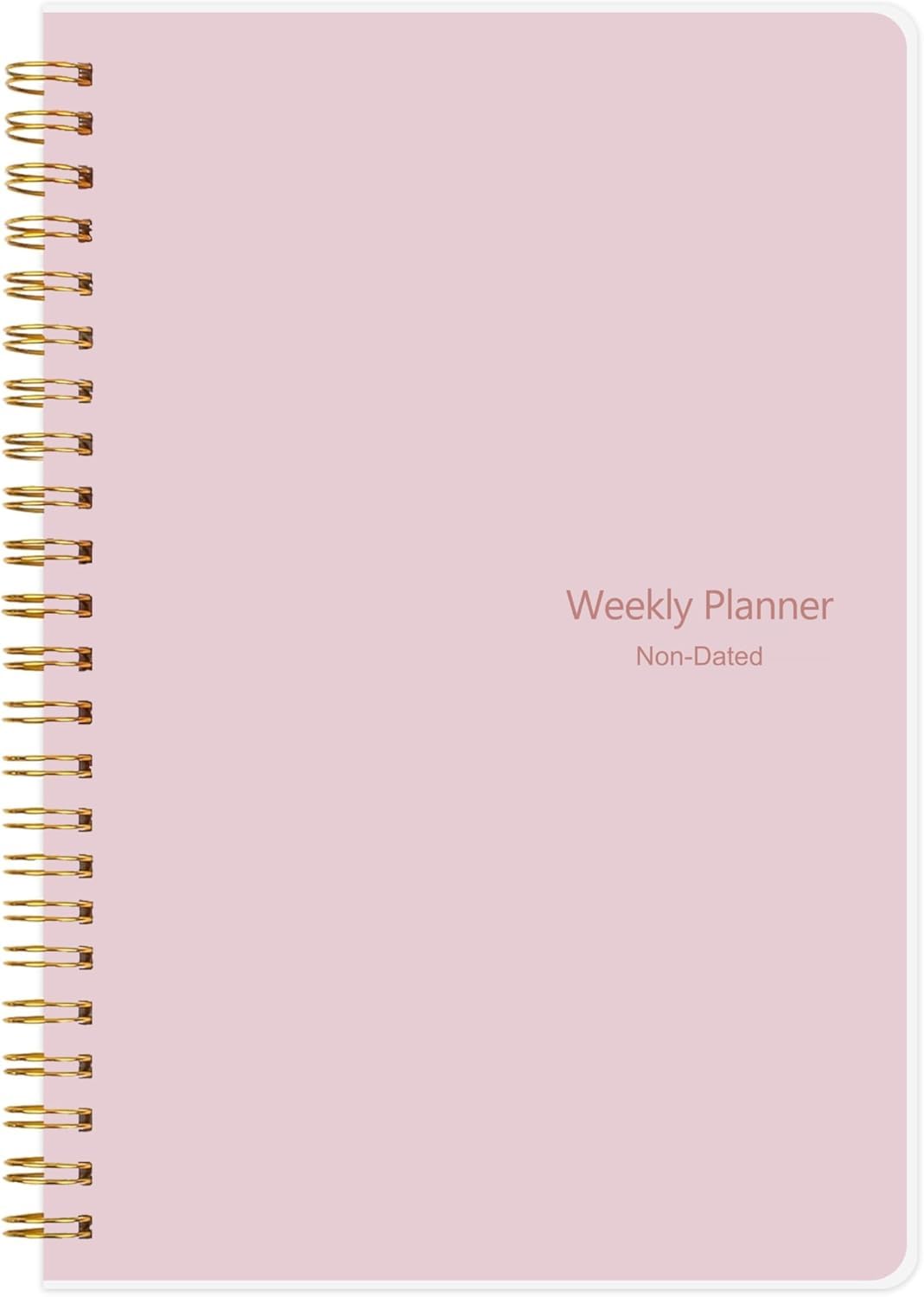 Undated Weekly Planner Notebook - A5 Spiral Organizer with Habit Tracker for Productivity & Goal Setting