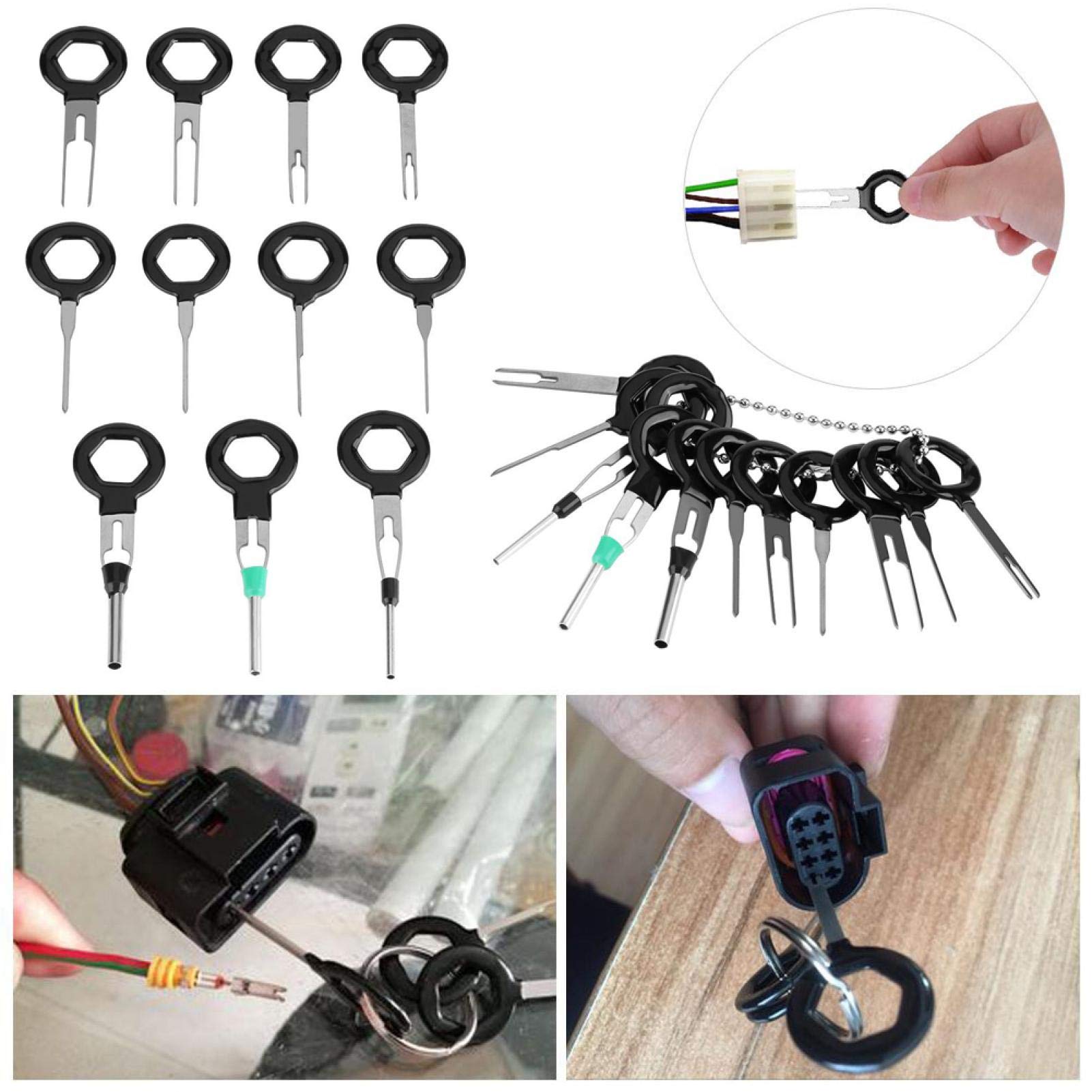 11Pcs Car Wire Harness Terminal Release Tool Set - Plug Extraction Pick, Connector Crimp Pin Back Needle & Removal Key for Automotive Electrical Repairs | Ideal for Mechanics, DIY Car Enthusiasts & Wiring Projects