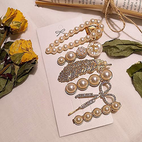 Belicia 6-Piece Pearl Hair Clips Set - Elegant Metal Hair Barrettes & Hairpins for Women & Girls - Perfect Hair Accessories for Birthday, Business, Christmas Gifts - Ideal for Long & Short Hair - Great for Weddings, Parties & Daily Styling