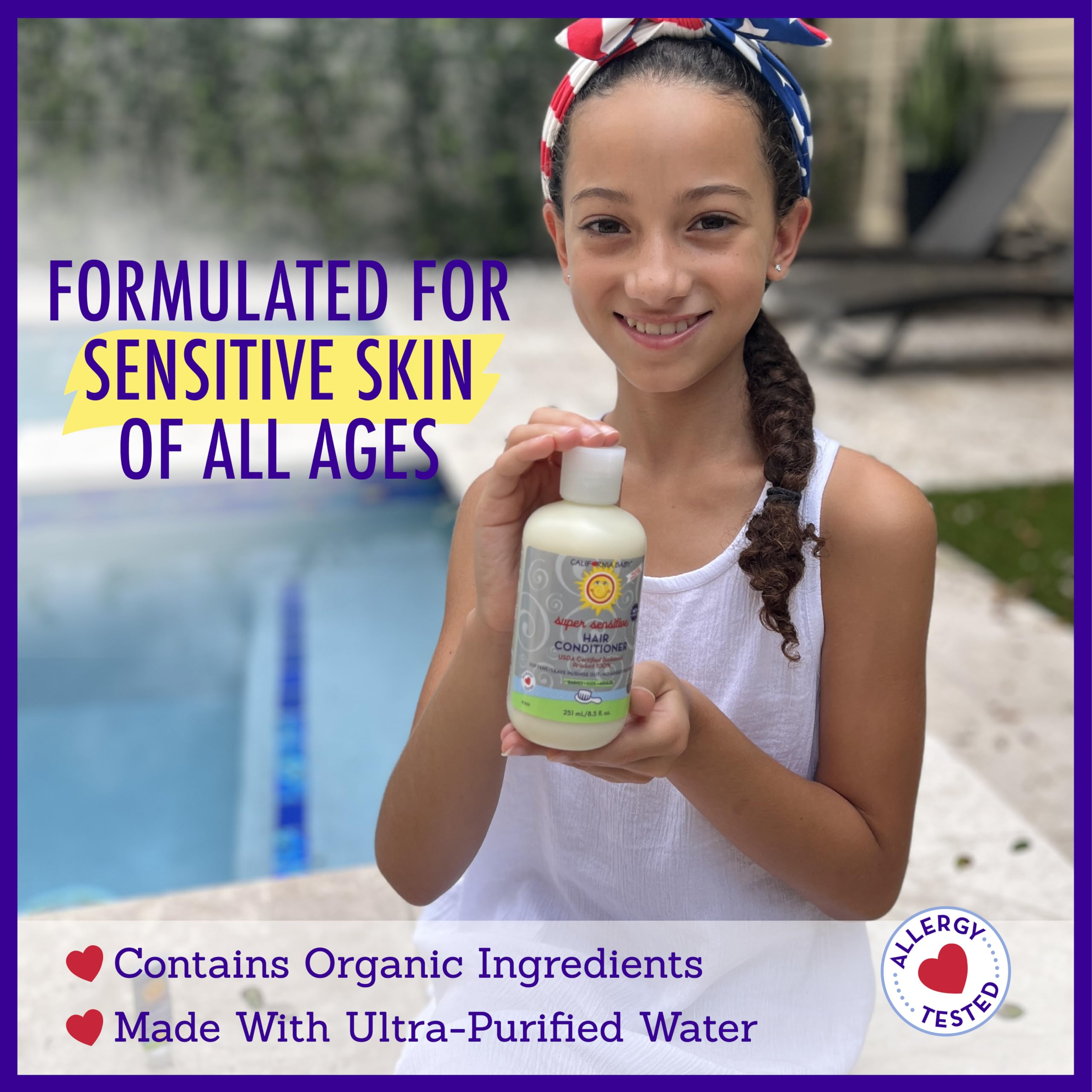 California Baby Super Sensitive Fragrance-Free Hair Conditioner - 8.5 fl oz (255 ml) - Gentle Formula for Babies & Sensitive Scalp - Perfect for Daily Use & Post-Bath Care