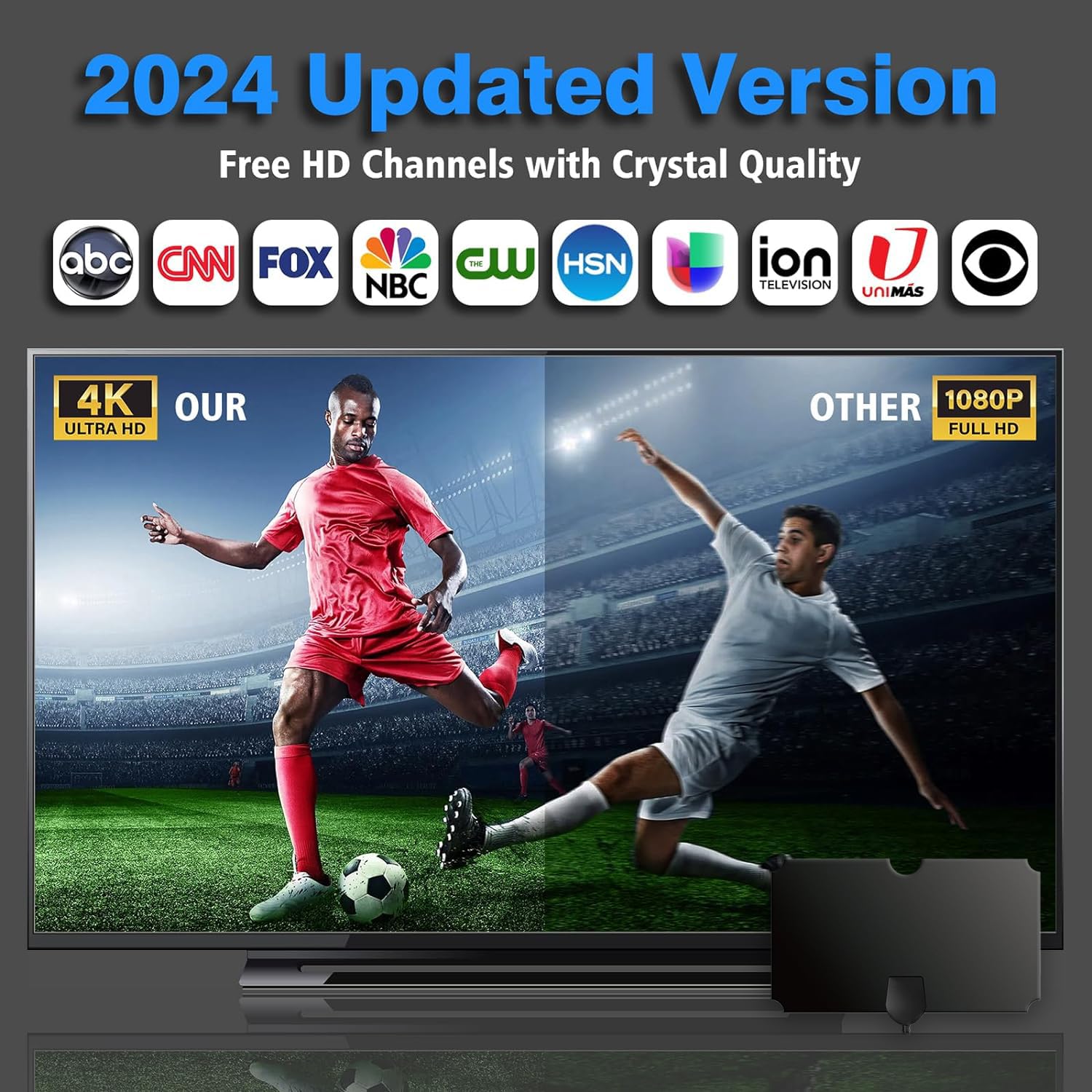 Digital TV Antenna for Smart TV - Indoor HDTV Antenna with 15ft Coaxial Cable, Supports 4K 1080p Local Channels, Long Range Reception & Omnidirectional Signal - Perfect for Home Theater, Apartment, RV & Office Use