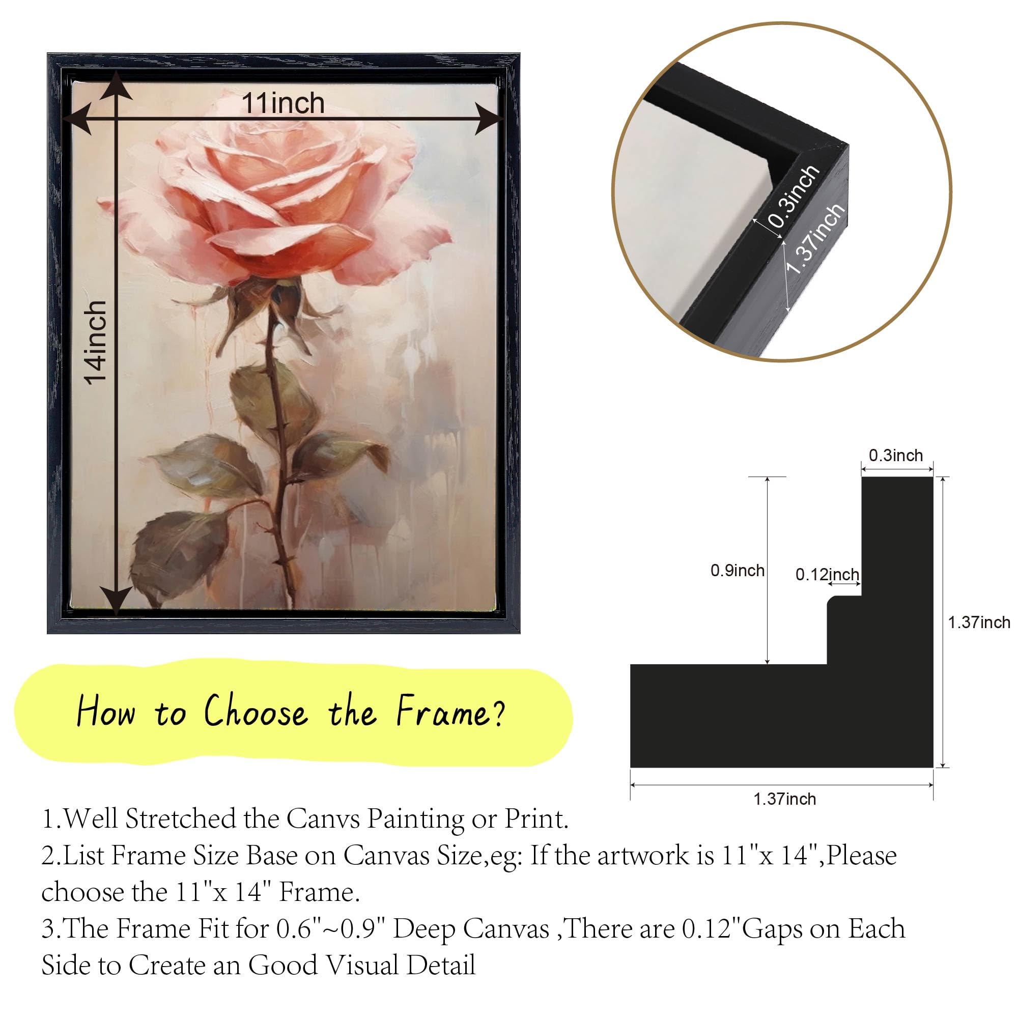 2 Pack Black Canvas Floater Frames 16
