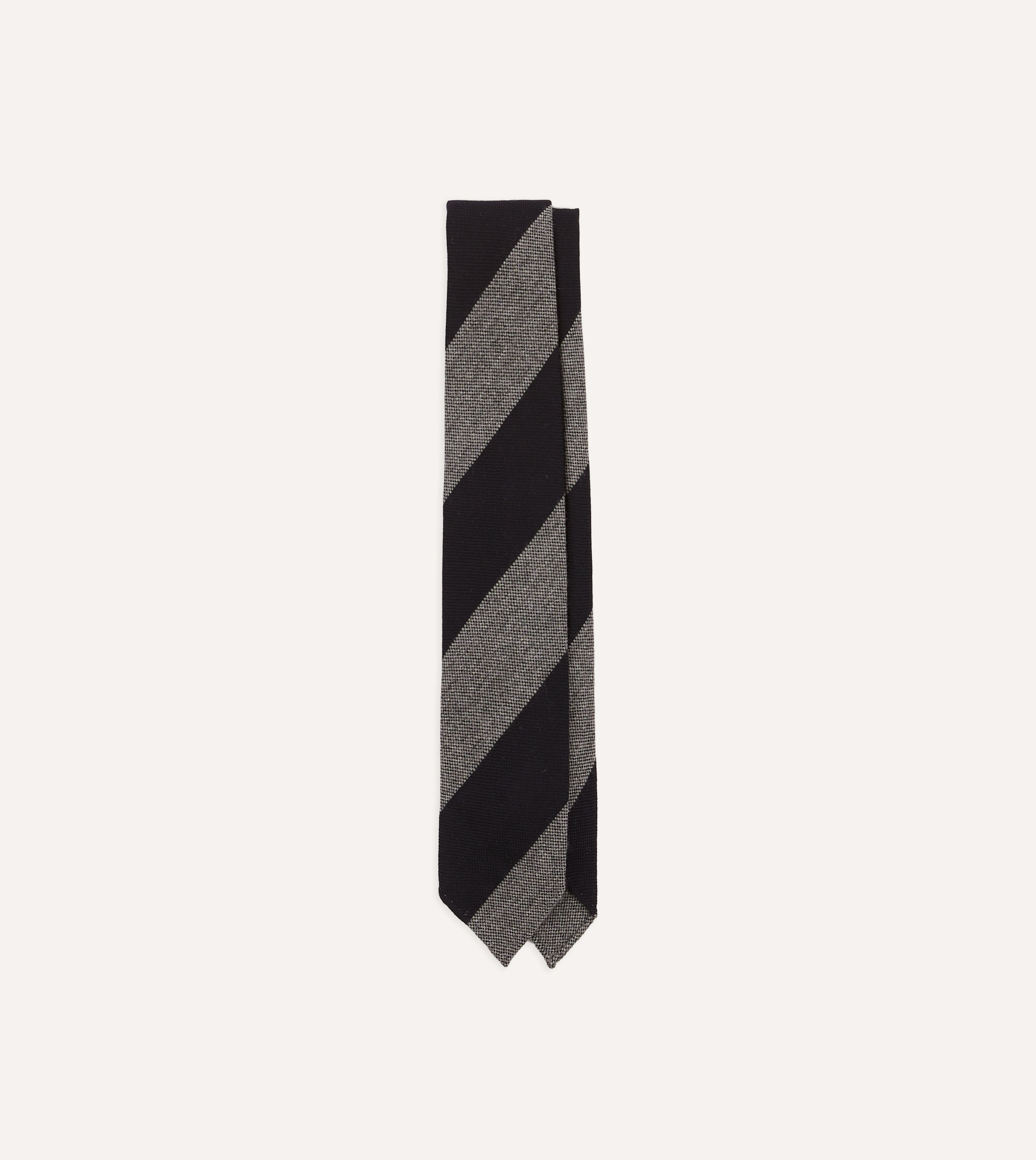 Premium Grey & Black Striped Hand-Rolled Wool Tie for Men - Perfect for Business, Weddings & Formal Occasions