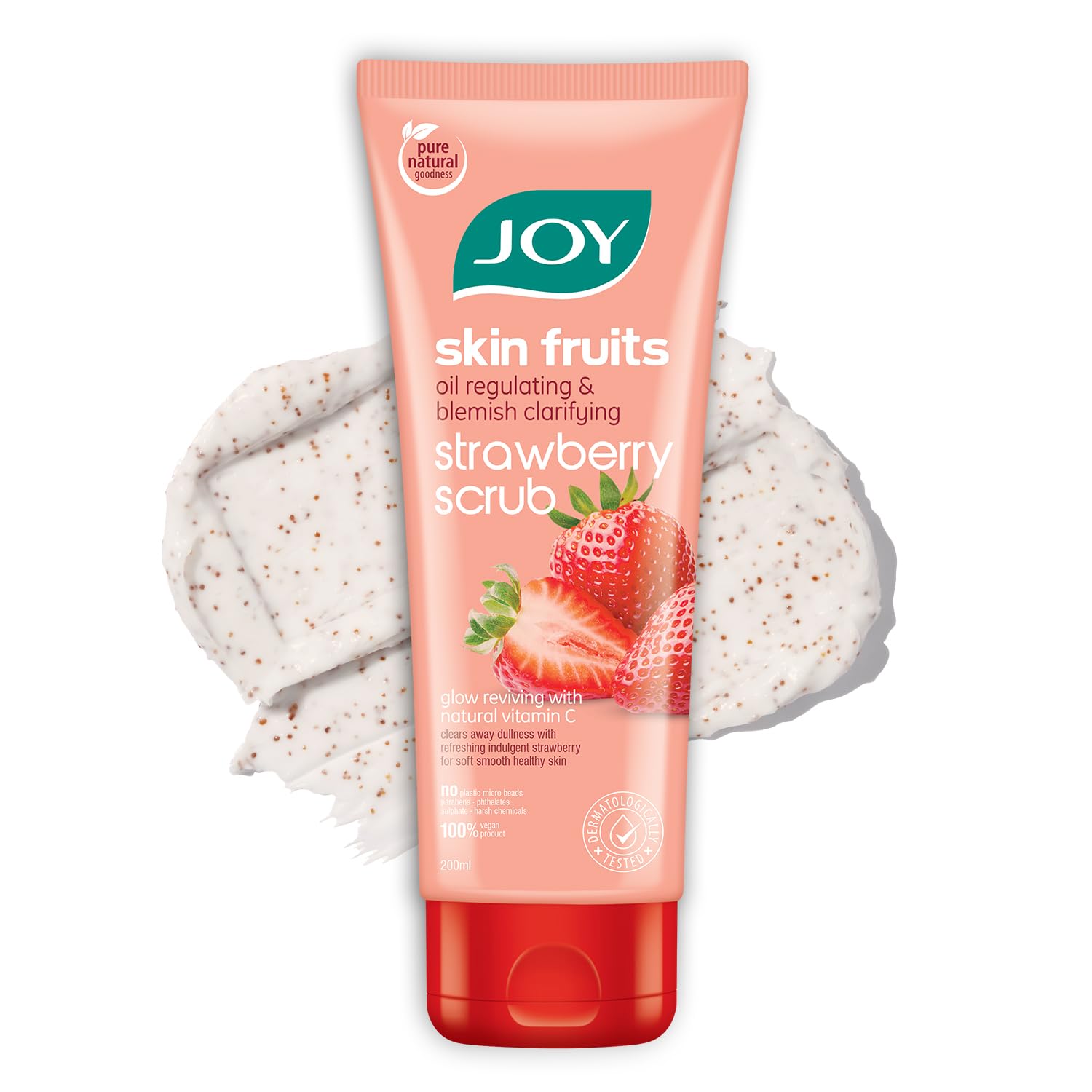 Joy Strawberry Face & Body Scrub - Exfoliating Scrub for Blackhead Removal & Oil Control with Vitamin C | 200g Vegan Skincare for Blemish-Free Skin | Perfect for Daily Exfoliation & Deep Cleansing Routine