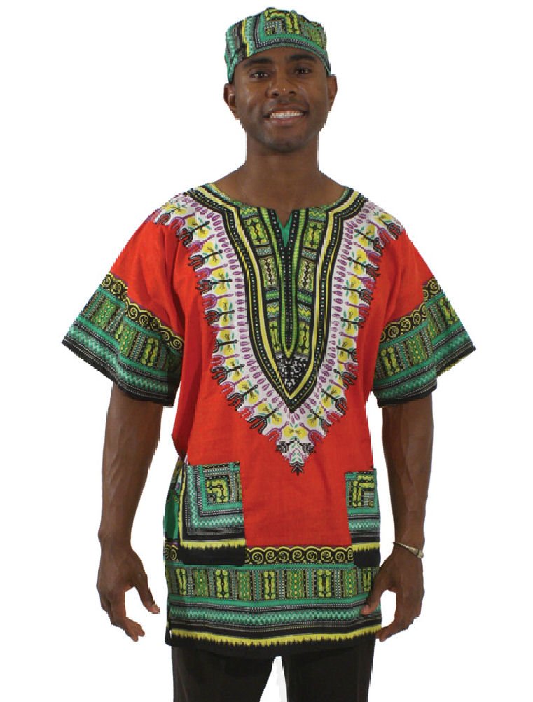 Authentic African Dashiki Shirt for Men & Women - Vibrant Red Traditional Print - Perfect for Festivals, Weddings & Cultural Events