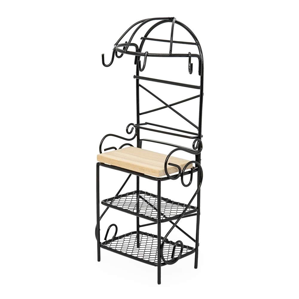 Odoria 1/12 Scale Miniature Bakers Rack - Black Dollhouse Kitchen Accessories for DIY Dollhouse, Miniature Baking Display & Collectible Decor