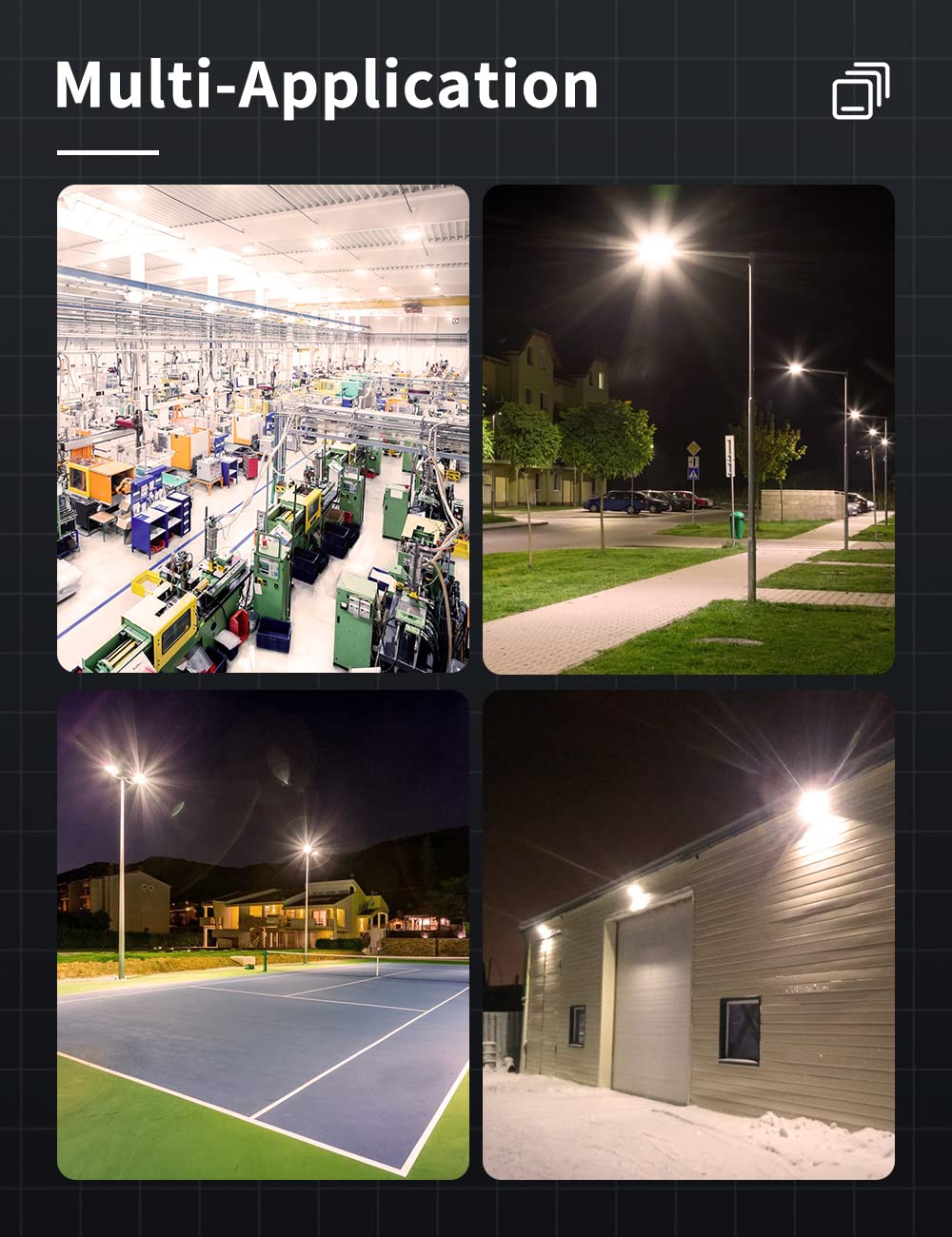 PAPASBOX 6-Pack 300W LED Flood Lights Outdoor - 24,000LM Bright Security Lighting, 3000K Warm White Stadium Lights, IP65 Waterproof for Stadiums, Lawns, Arenas, Yards & Garages | Perfect for Outdoor Events, Sports Fields & Home Security
