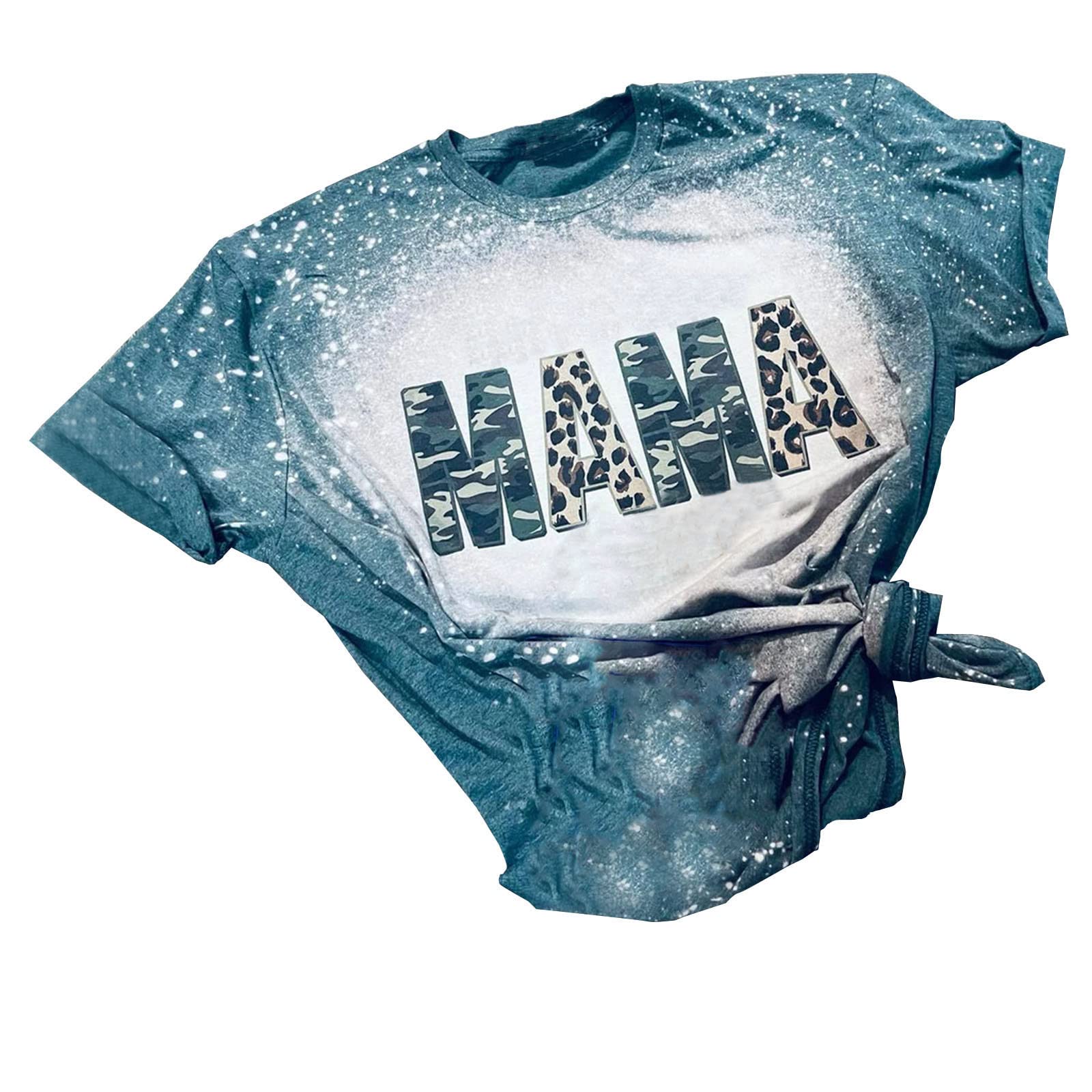 Women's Tie Dye Baseball Mom T-Shirt - Soft Cotton Short Sleeve Bleached Tee with Distressed Letter Print | Perfect for Softball Games, Mother's Day Gifts & Casual Wear