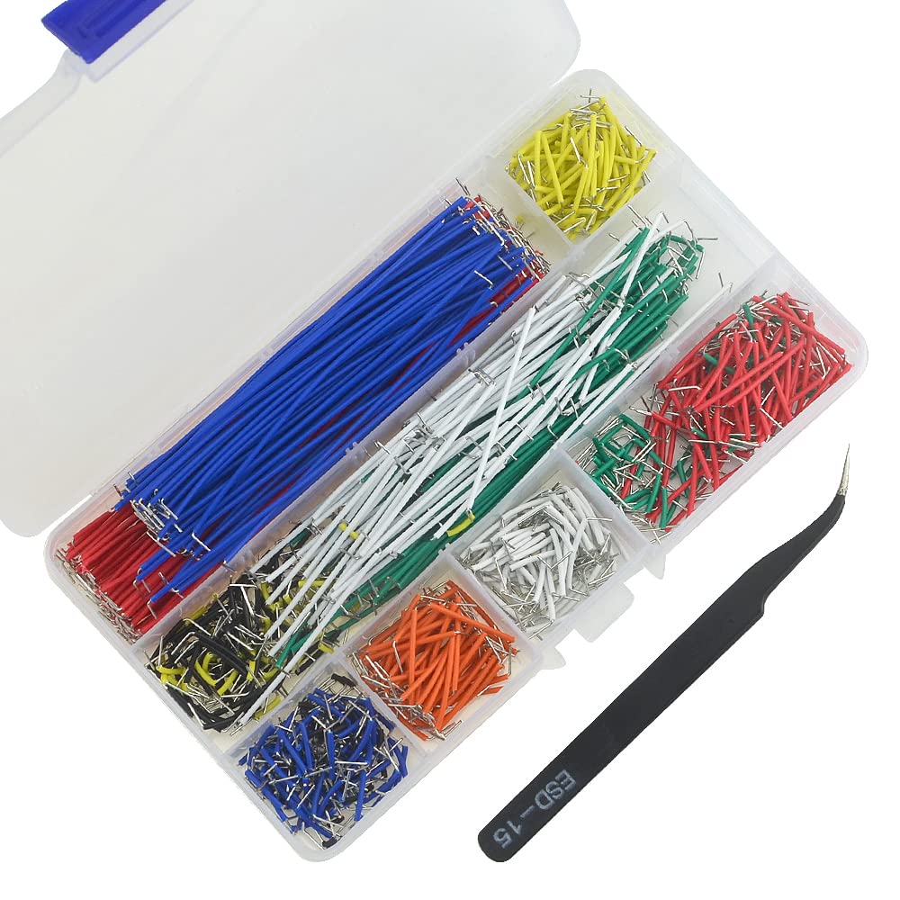 8 Colors 560Pcs 2.54mm Jumper Wires Kit for Breadboard Circuits & PCB Projects with Tweezer