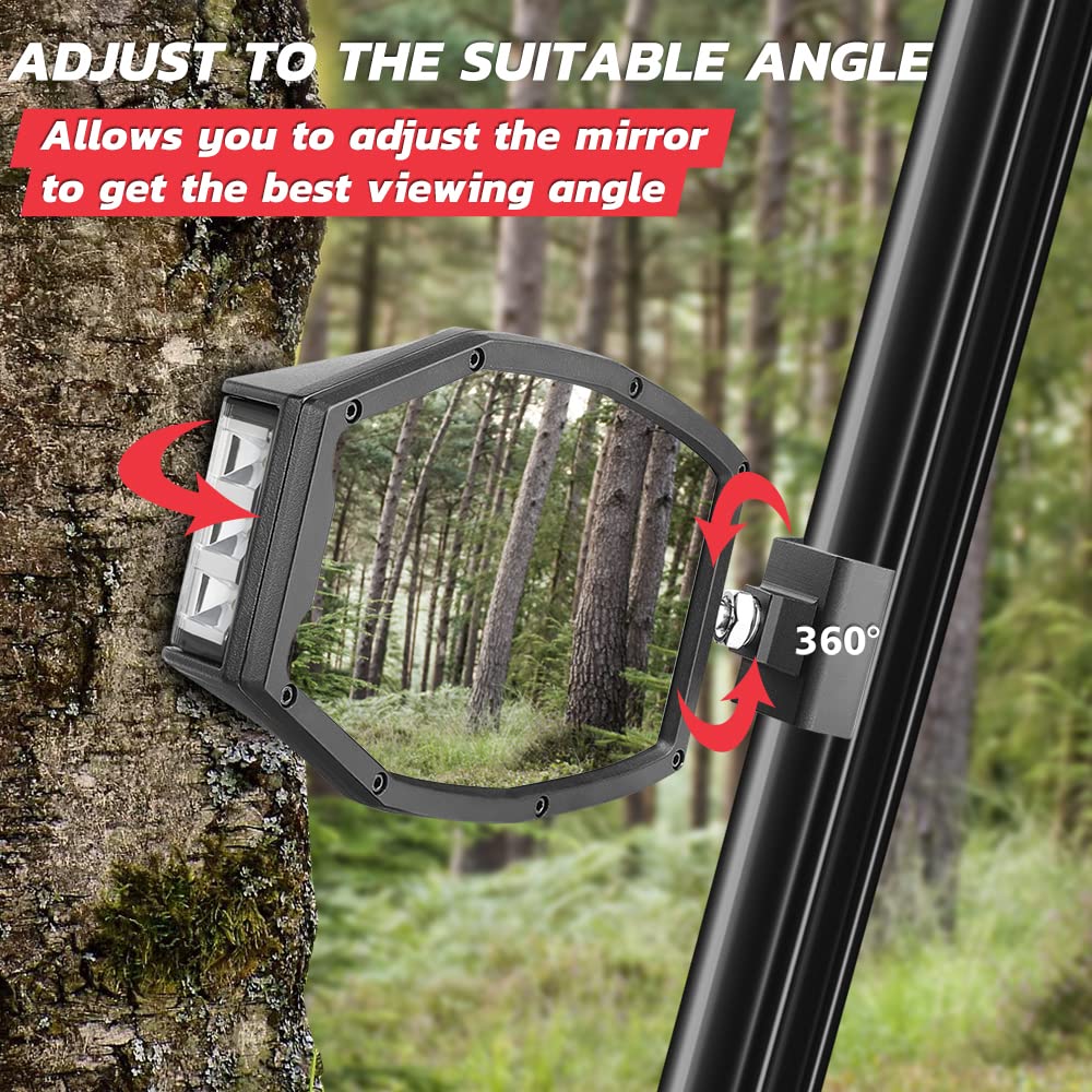 Lumimotor UTV Side View Mirrors with LED Lights - Aluminum Alloy Rearview Mirrors Compatible with Polaris Ranger, Can-Am Defender & Maverick Trail - Perfect for Off-Roading, Hunting & Farm Work