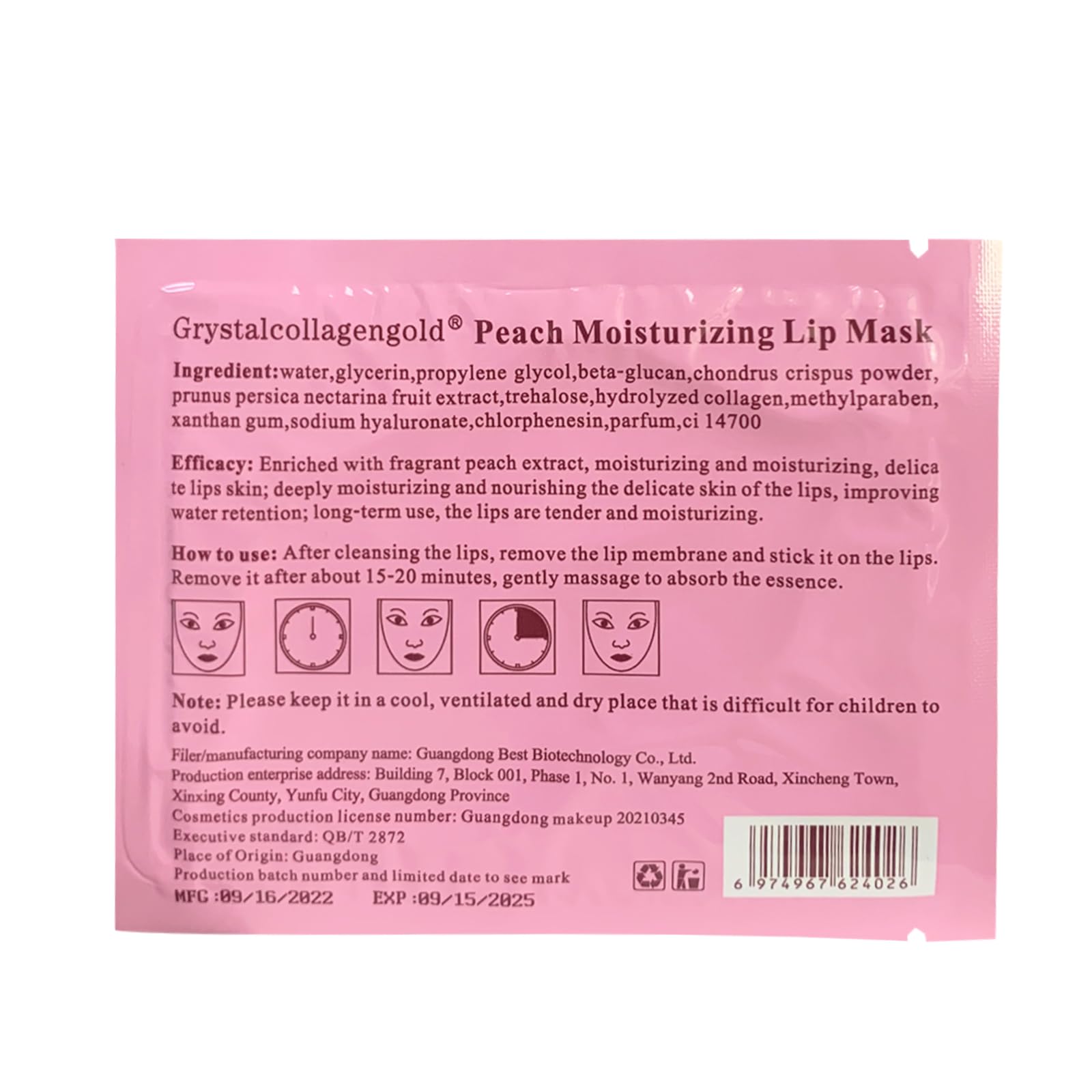 30 PCS Pink Crystal Collagen Hydrogel Lip Mask Set - Moisturizing & Hydrating Lip Plumper Gel Pads for Dry Lips | Peach Scented Lip Care Treatment for Soft, Attractive Lips | Perfect for Night Care, Makeup Prep & Winter Lip Protection