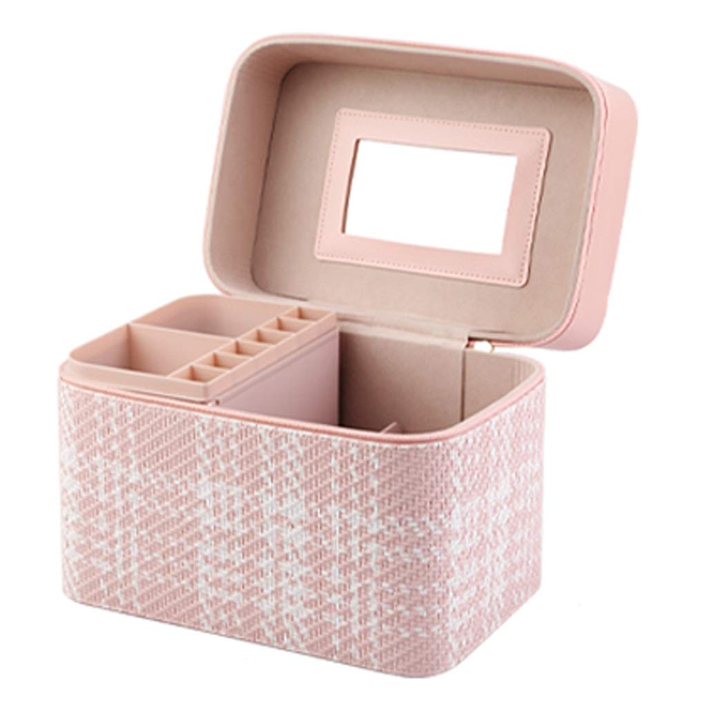 Portable 4-Fold Makeup Train Case with Mirror - Travel Cosmetic Organizer for Brushes, Toiletries & Beauty Essentials | Perfect for Travel, Home & Professional Use (Color: A)