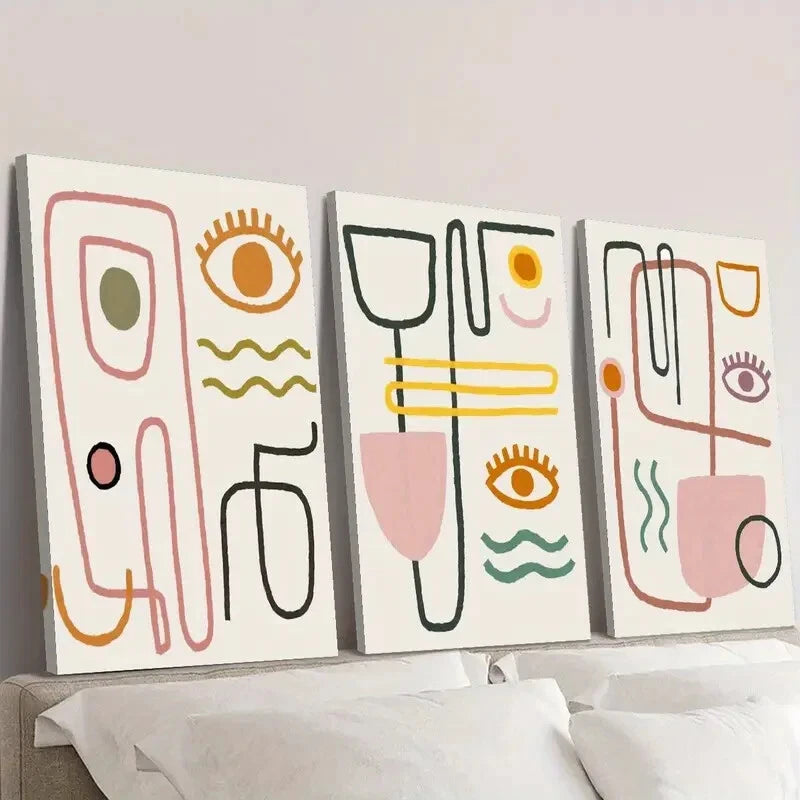 3-Piece Minimalist Line Drawing Human Faces Wall Art Set - Framed Canvas 40x60cm | High Quality Print | 100% Australian Made | Ready to Hang | Perfect for Living Room, Bedroom & Office Decor