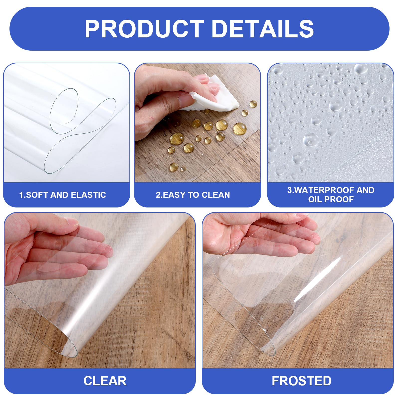 2 Pack Clear PVC Table Covers 15.8 x 23.6 Inches - 1.5mm Thick Plastic Nightstand Protector, Multipurpose Desk Mat for Bedside Tables, Coffee Tables & End Tables - Waterproof, Scratch-Resistant Surface Protector for Home & Office Use