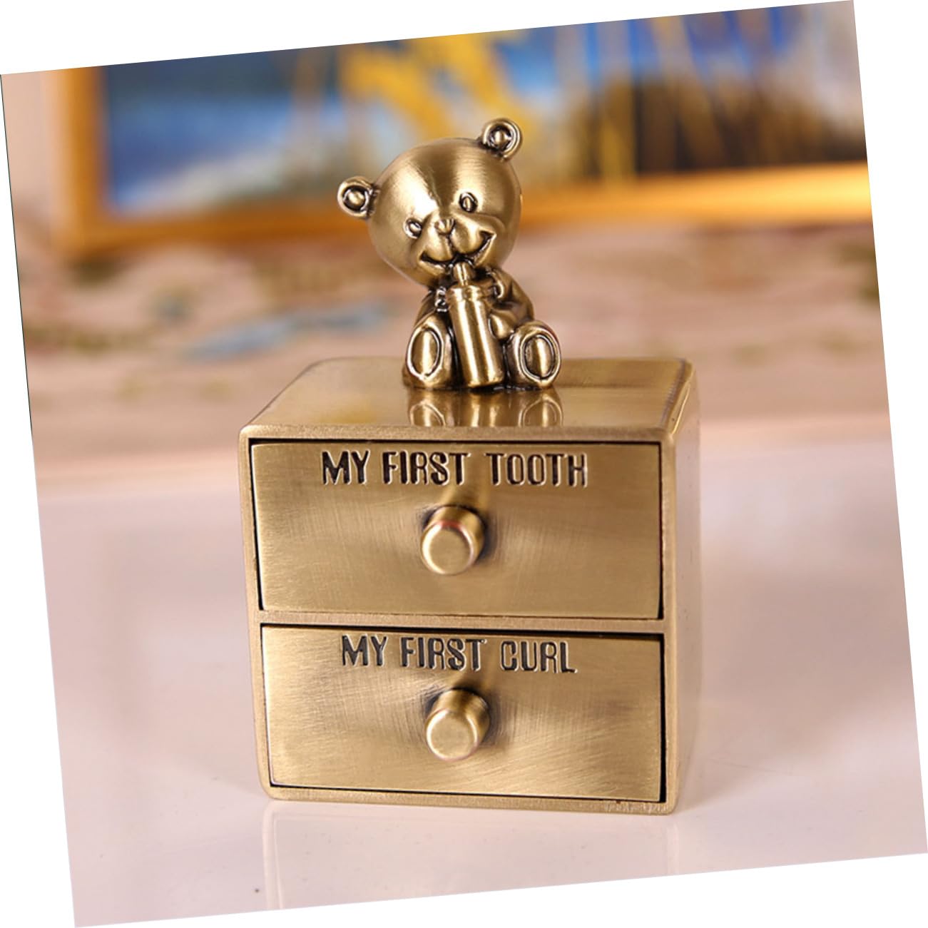 Toyvian Baby First Tooth Box - Metal Baby Tooth Keepsake Holder with Curl Design for Newborns | Perfect Baby Shower Gift & Milestone Memory Keepsake