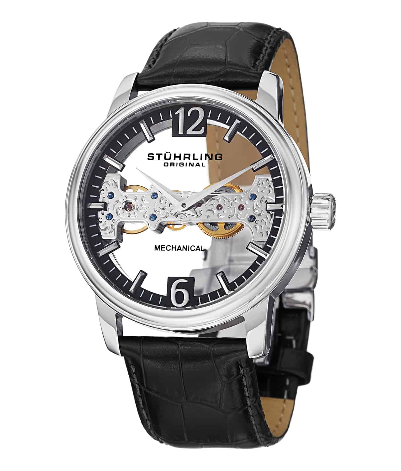 Cardinal 841 46mm Hand-Wound Skeleton Watch - Stylish Mechanical Timepiece for Men, Perfect for Business Meetings & Formal Events