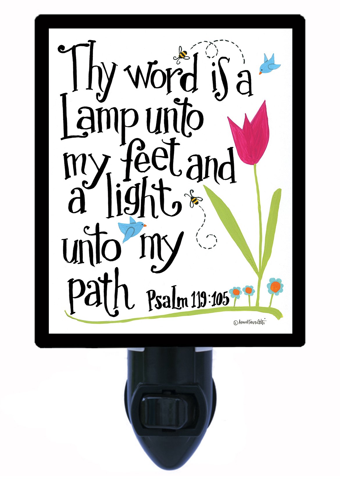 Religious LED Night Light with Psalms 119 Verse - Thy Word is a Lamp - Soft Glow Bedroom Decor for Kids & Adults - Perfect for Prayer Rooms, Nurseries, and Bedside Comfort