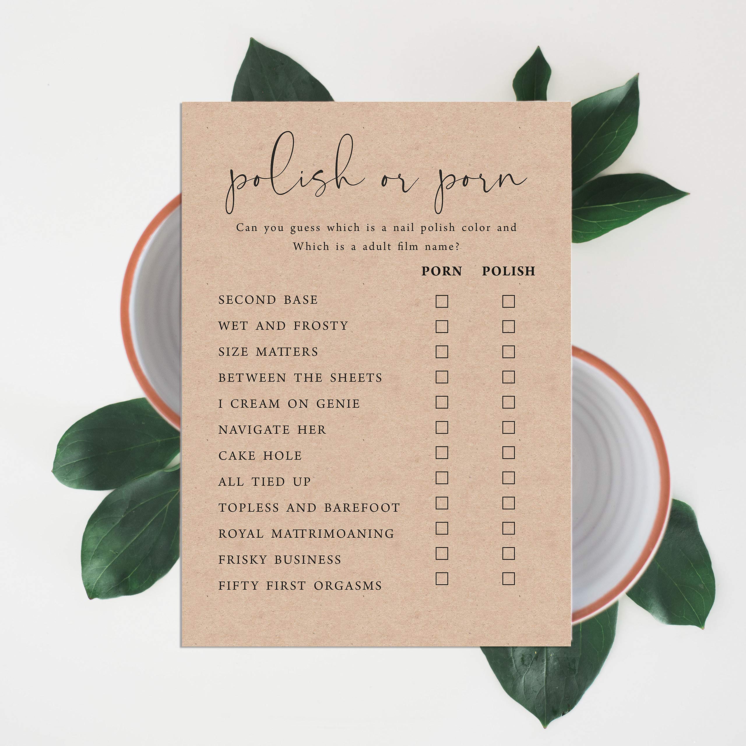 50-Pack Bulk Party Game Cards - Rustic Kraft Paper Bachelorette & Bridal Shower Activity Set - Perfect for Bachelorette Parties, Wedding Showers & Girls' Night Games