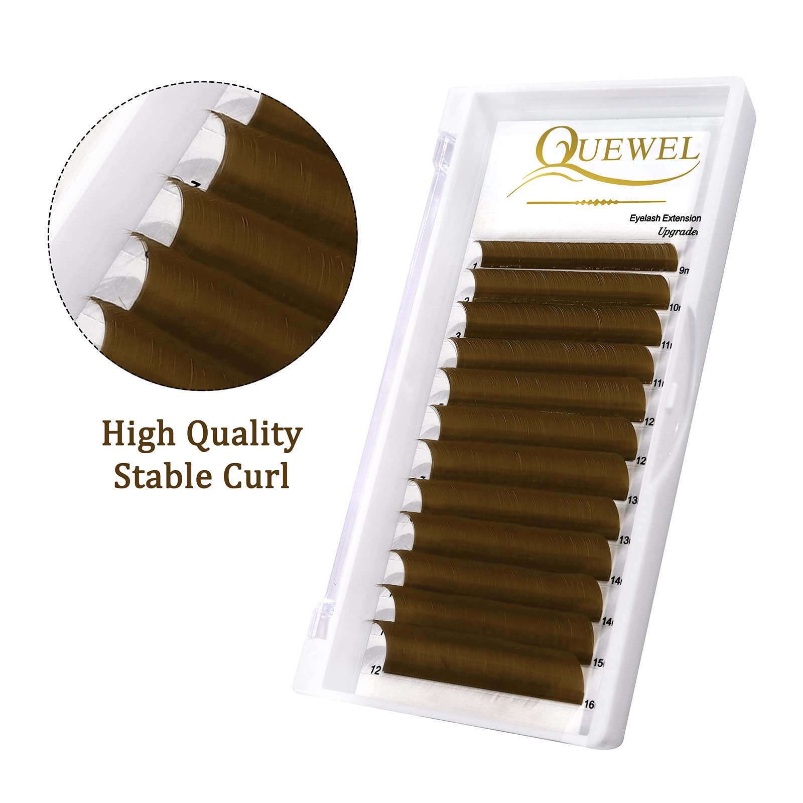 Premium 3D/5D-20D Colored Eyelash Extensions - Easy Fan Volume Lashes in Brown (0.07 C Curl, 9-16mm Mixed Tray) for Rapid Blooming & Self-Fanning Effect | Perfect for Bridal Makeup, Special Occasions & Dramatic Eye Looks