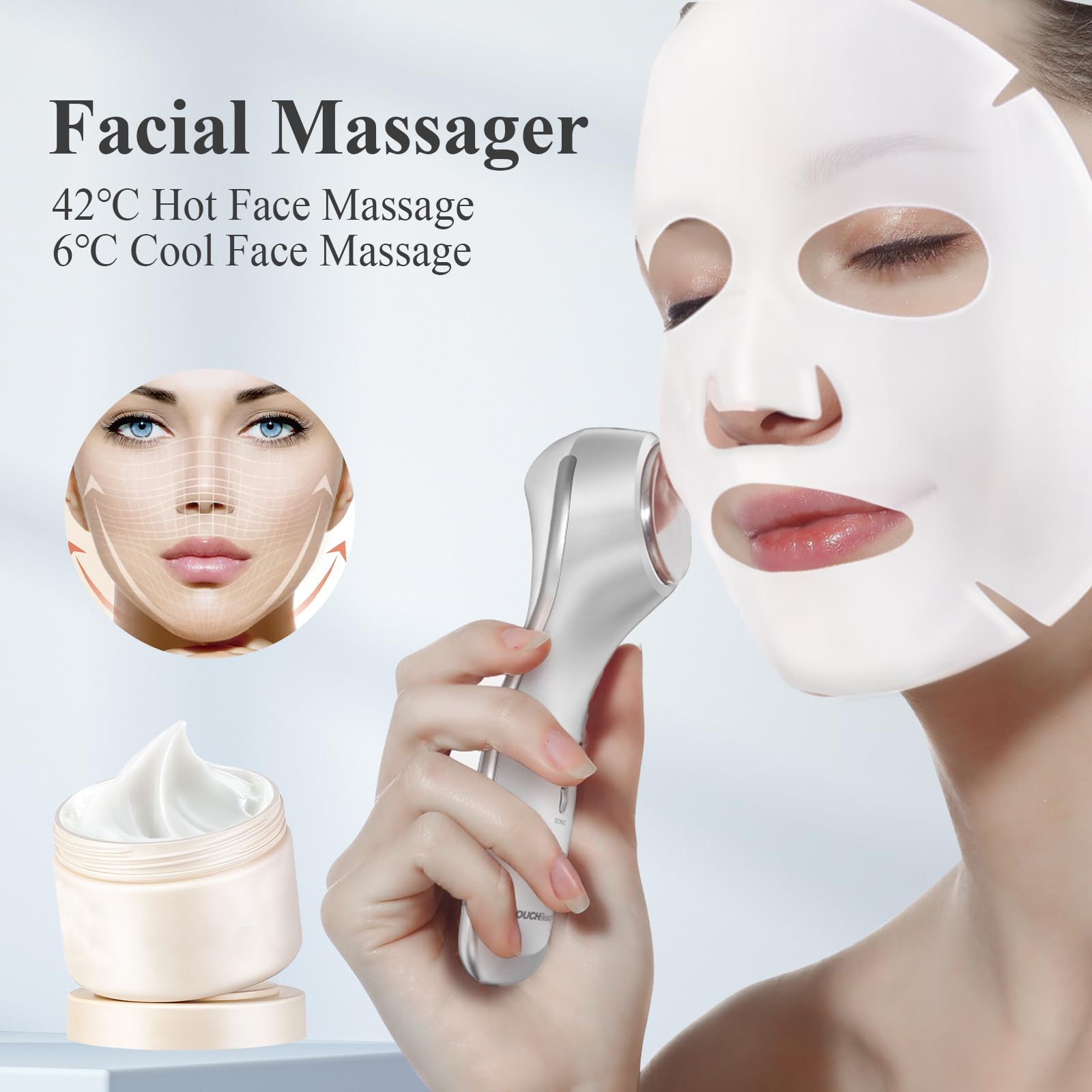 TOUCHBeauty Anti Aging Face & Eye Massager - Hot & Cool Therapy for Skin Tightening & Face Lifting - Rejuvenating Facial Device TB-1589 | Perfect for Home Spa, Wrinkle Reduction & Relaxation