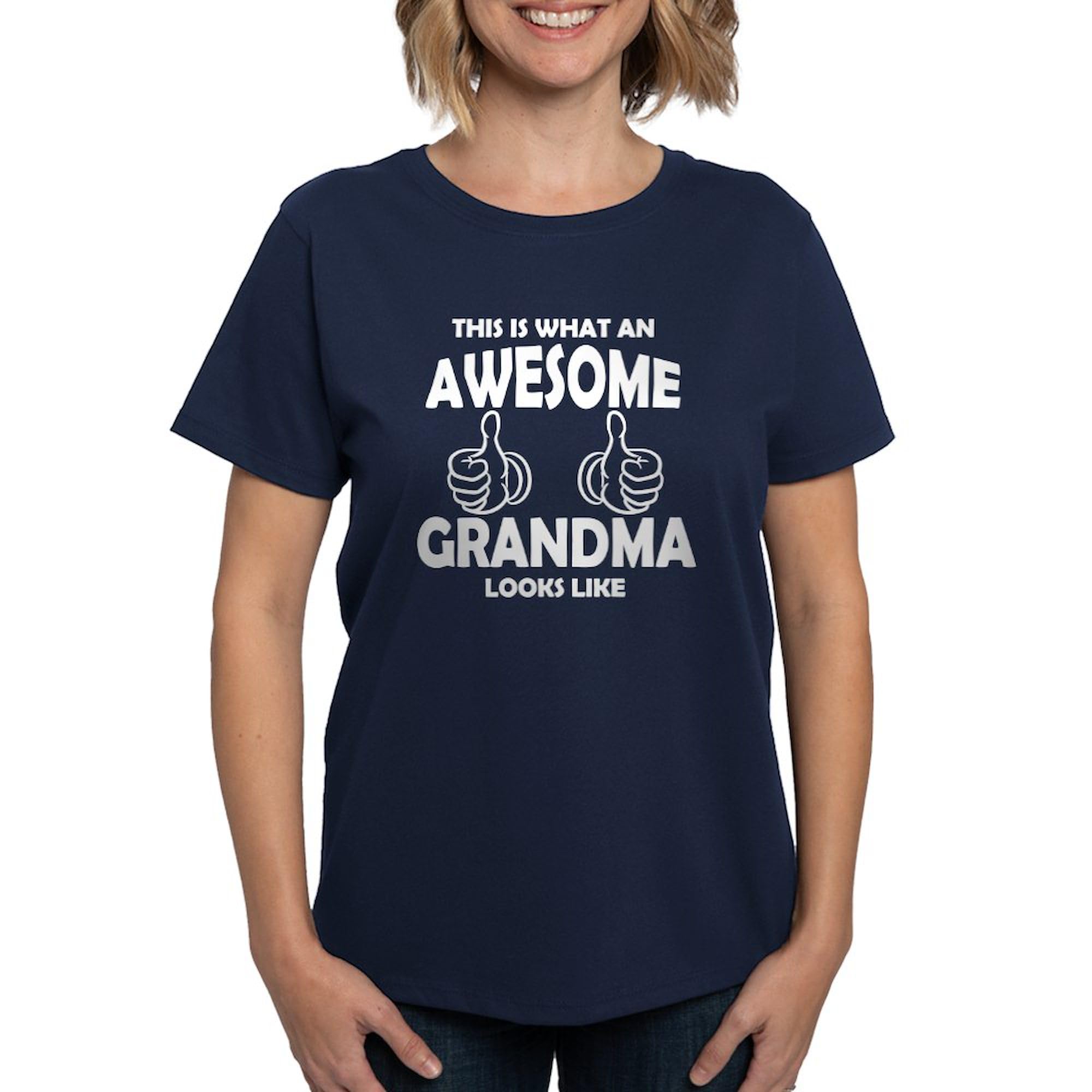 Awesome Grandma Looks Like T-Shirt - Women's Cotton Dark Tee for Mother's Day & Family Gifts - Perfect for Casual Wear, Family Reunions & Grandparent Apparel