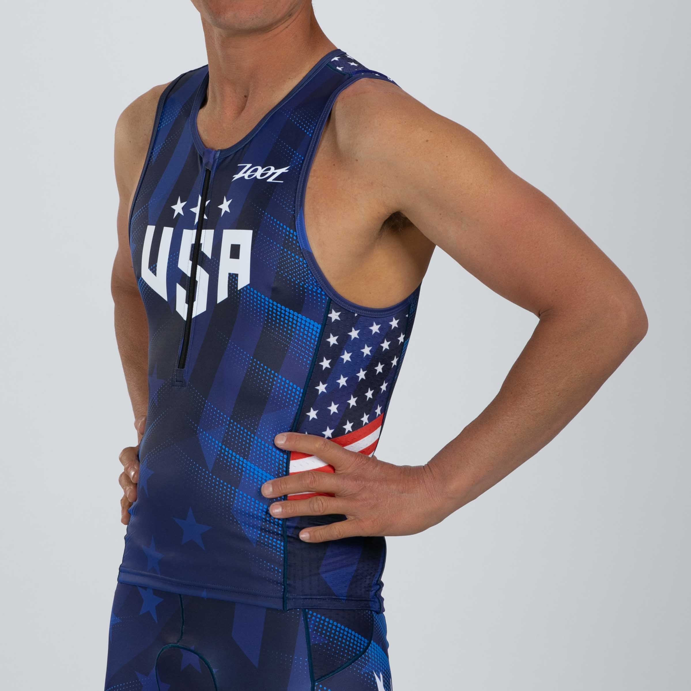 Men's Limited Edition Tri Tank Top - Red, White & Blue (RWB) - Perfect for Gym, Running & Patriotic Events