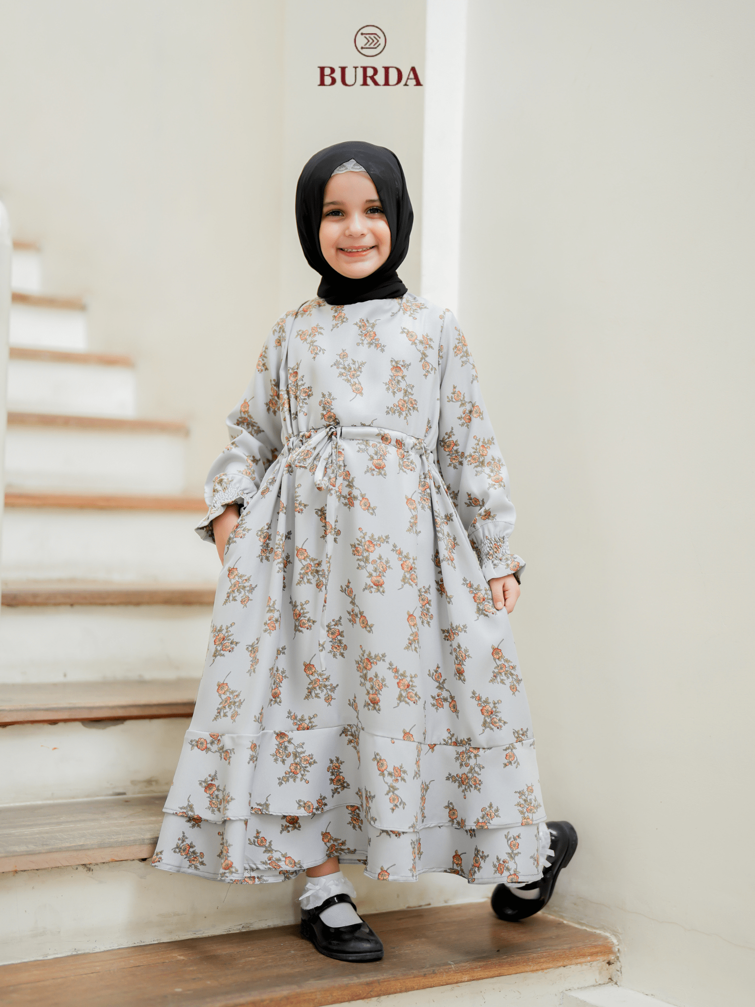 Girl's Gray Floral Dress - Cute Spring Summer Outfit for Toddler & Kids - Perfect for Birthday Parties, School Events & Family Photos
