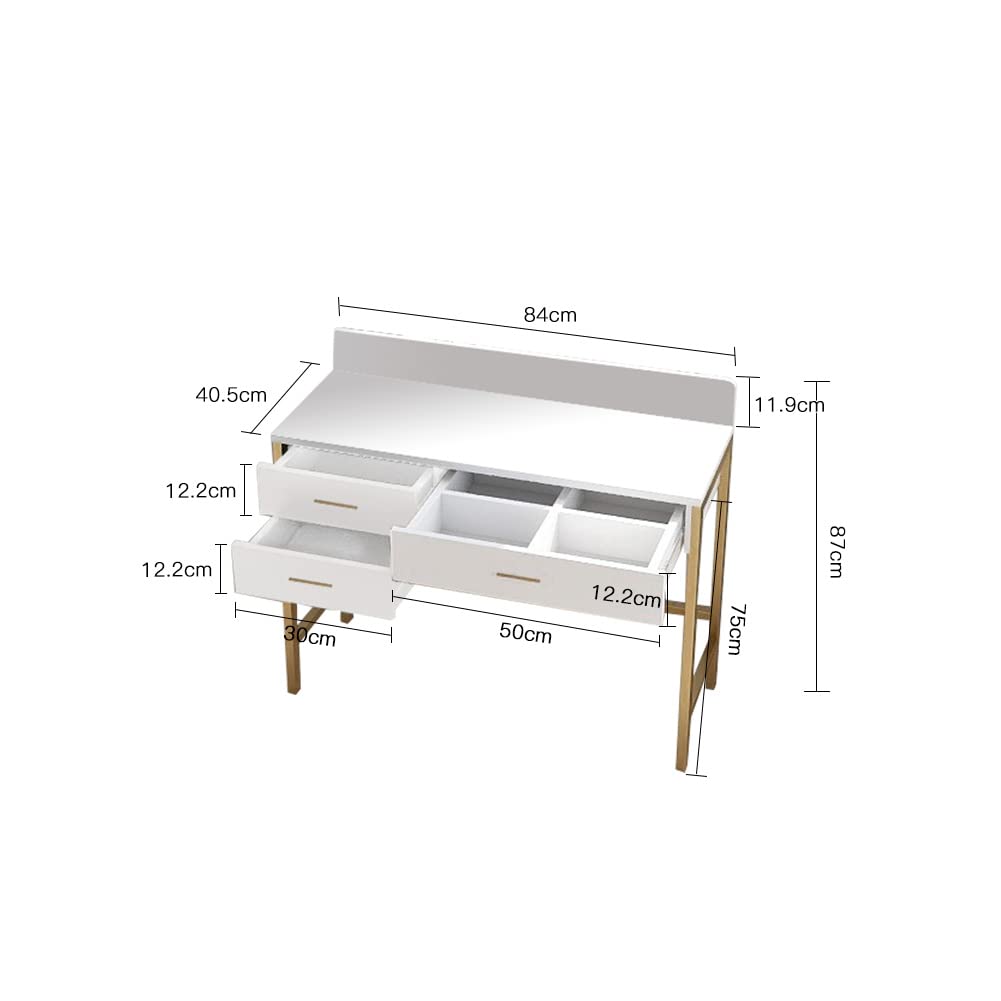 White Makeup Vanity Desk with 3 Drawers - Dressing Table with Storage, Writing Desk & Computer Desk (33 Inch, Without Stool) - Perfect for Bedroom, Home Office & Beauty Studio Organization