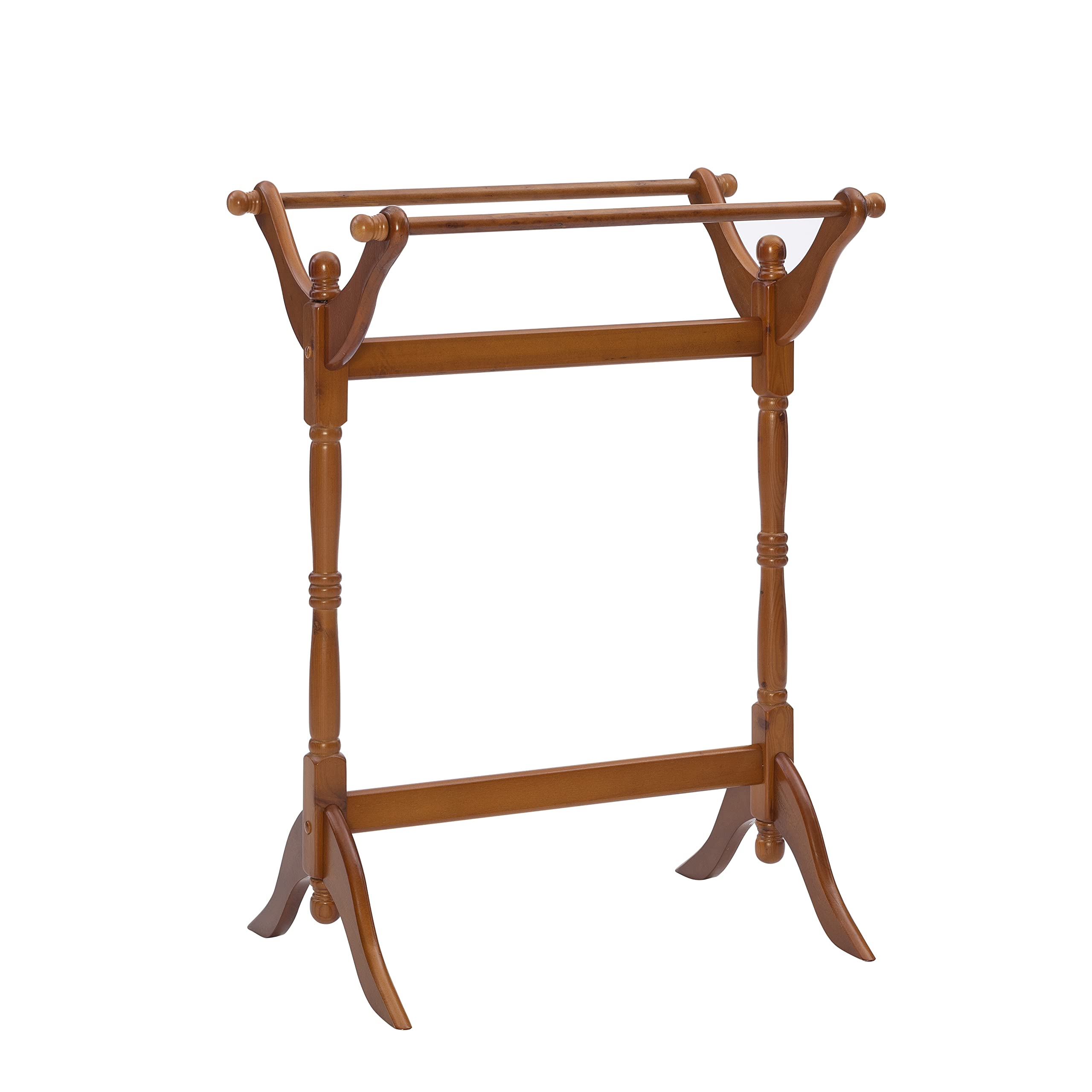 Powell Furniture Boonie Oak Finished Blanket & Quilt Rack - Rustic Wooden Storage for Bedroom, Living Room, or Guest Room - Perfect for Organizing Throws, Blankets, and Quilts