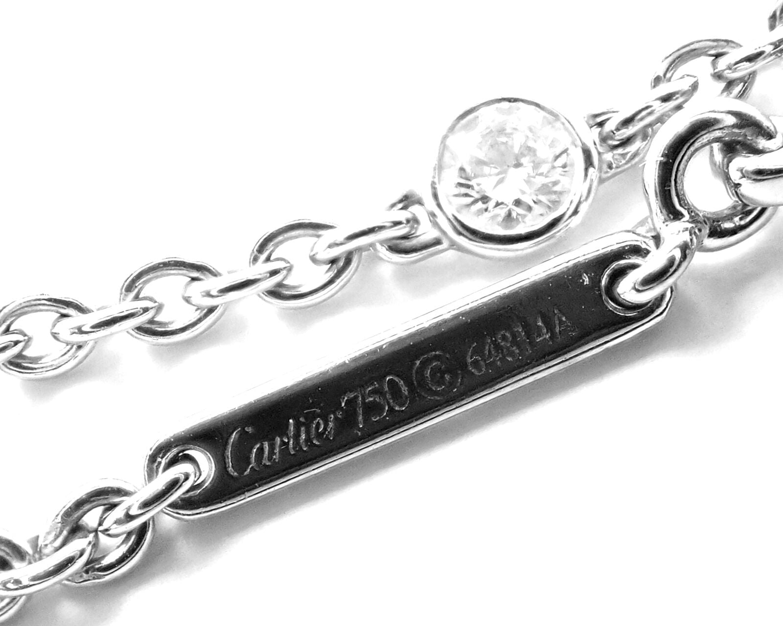 Authentic Cartier 18k White Gold 1.5ct Diamond By The Yard Chain Necklace - Luxury Jewelry for Women, Perfect for Weddings, Anniversaries & Special Occasions