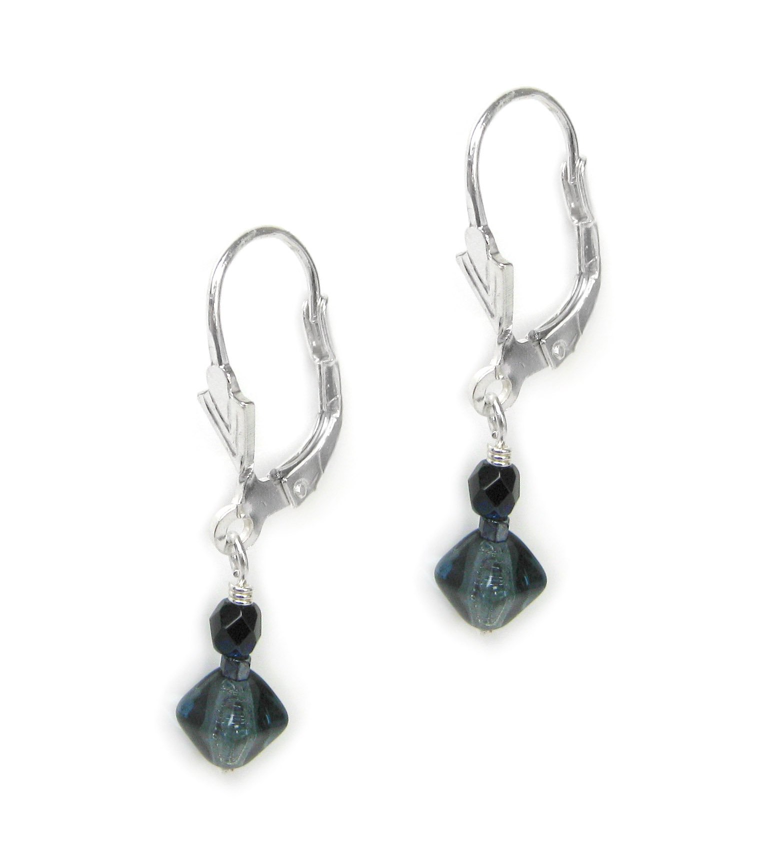 Sterling Silver Czech Crystal Drop Earrings with Leverback Hooks - Elegant Dangle Earrings for Women, Perfect for Weddings, Parties & Evening Events