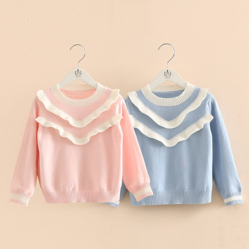 Soft Ruffled Cotton Sweater for Baby Girls - Comfortable & Stylish Winter Outfit for Playdates & Family Photos