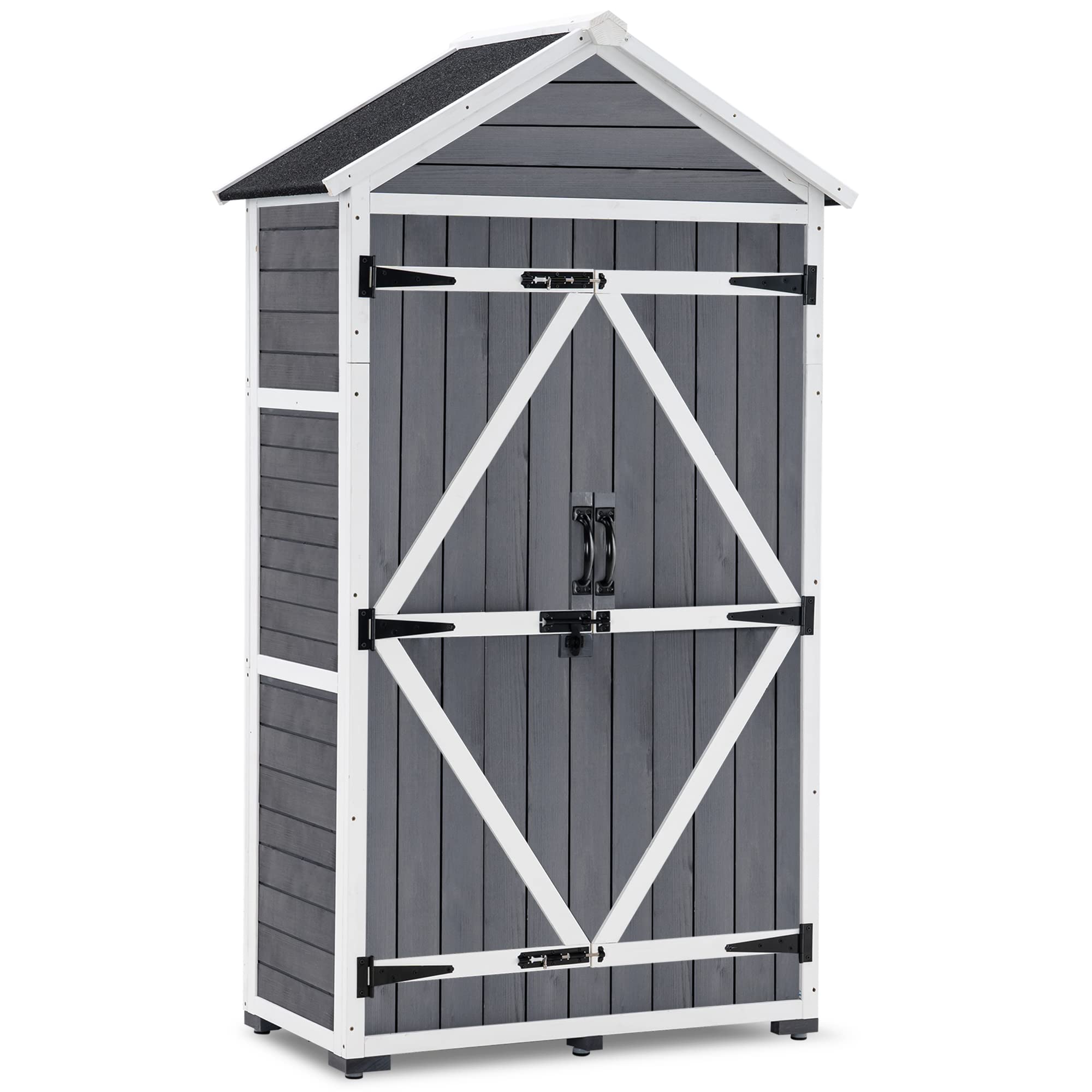 MCombo Outdoor Storage Cabinet - Waterproof Wooden Garden Shed with Shelves & Secure Latch - Perfect for Yard, Patio, Deck & Porch Organization (1000L Capacity) - Ideal for Storing Gardening Tools, Pool Supplies & Outdoor Equipment