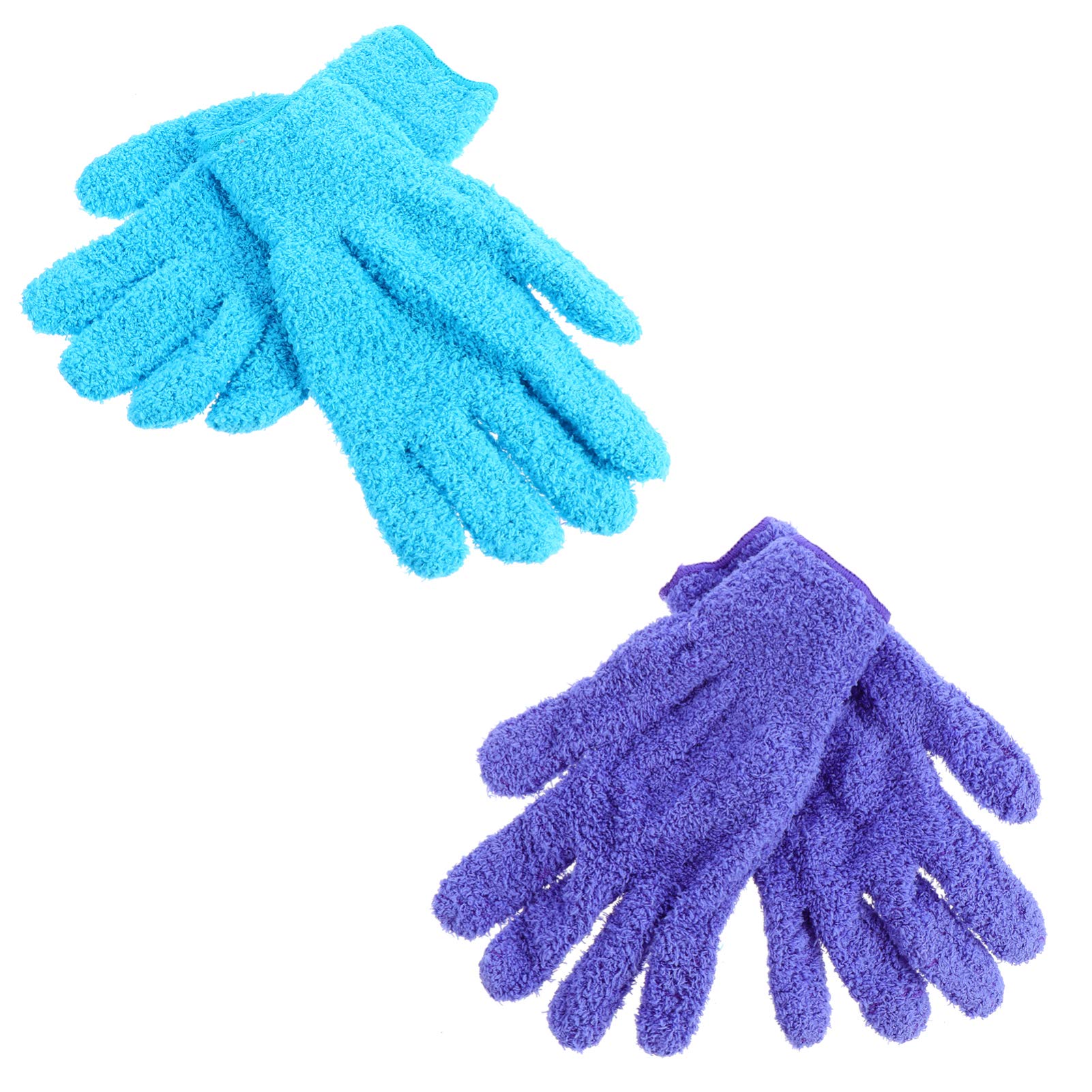 VICASKY 4-Pack Microfiber Hair Towels & Dusting Gloves - Super Soft Coral Fleece Cleaning Mitts for Cars, Trucks, Home, Mirrors, Lamps & Blinds - Perfect for Auto Detailing, House Cleaning & Bathroom Care