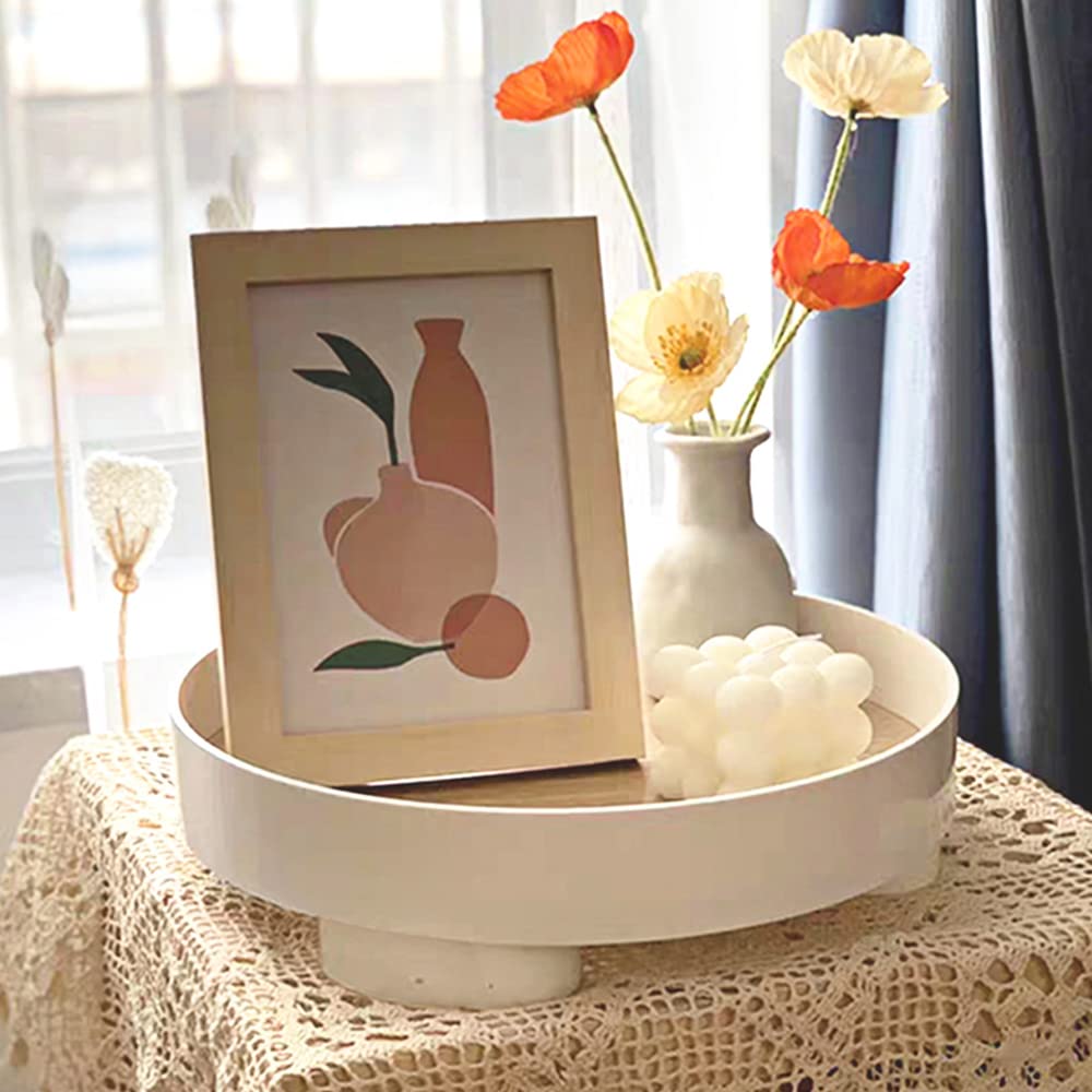 Round Wood-Look Decorative Tray - 11.6