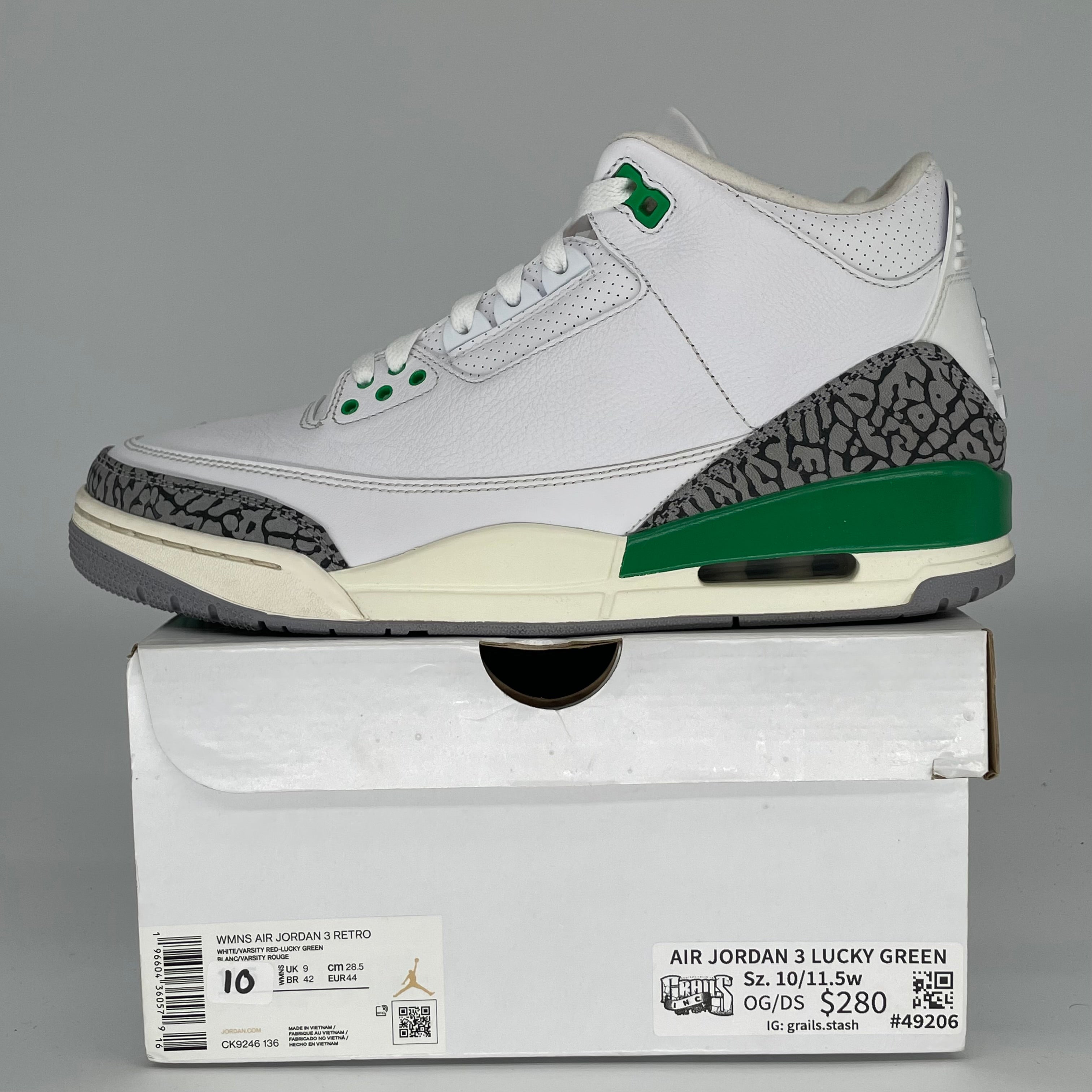 AIR JORDAN 3 Lucky Green Women's Basketball Shoes Size 10/11.5W - Style CK9246-136 | Retro Sneakers for Running, Gym Workouts & Streetwear Fashion