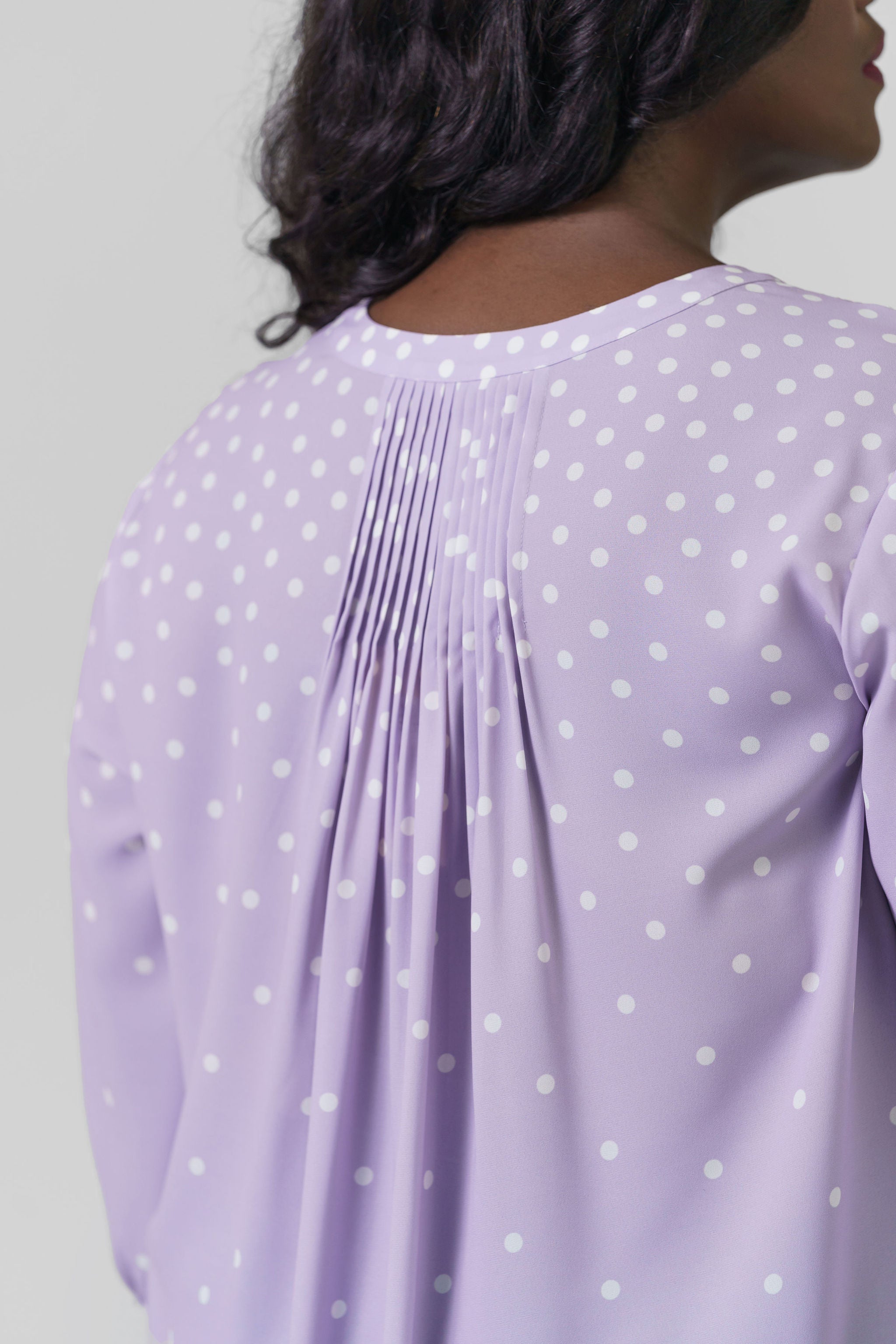 Pintuck Blouse with Fanciful Dots - Elegant Women's Fashion Top for Work, Date Night & Special Occasions