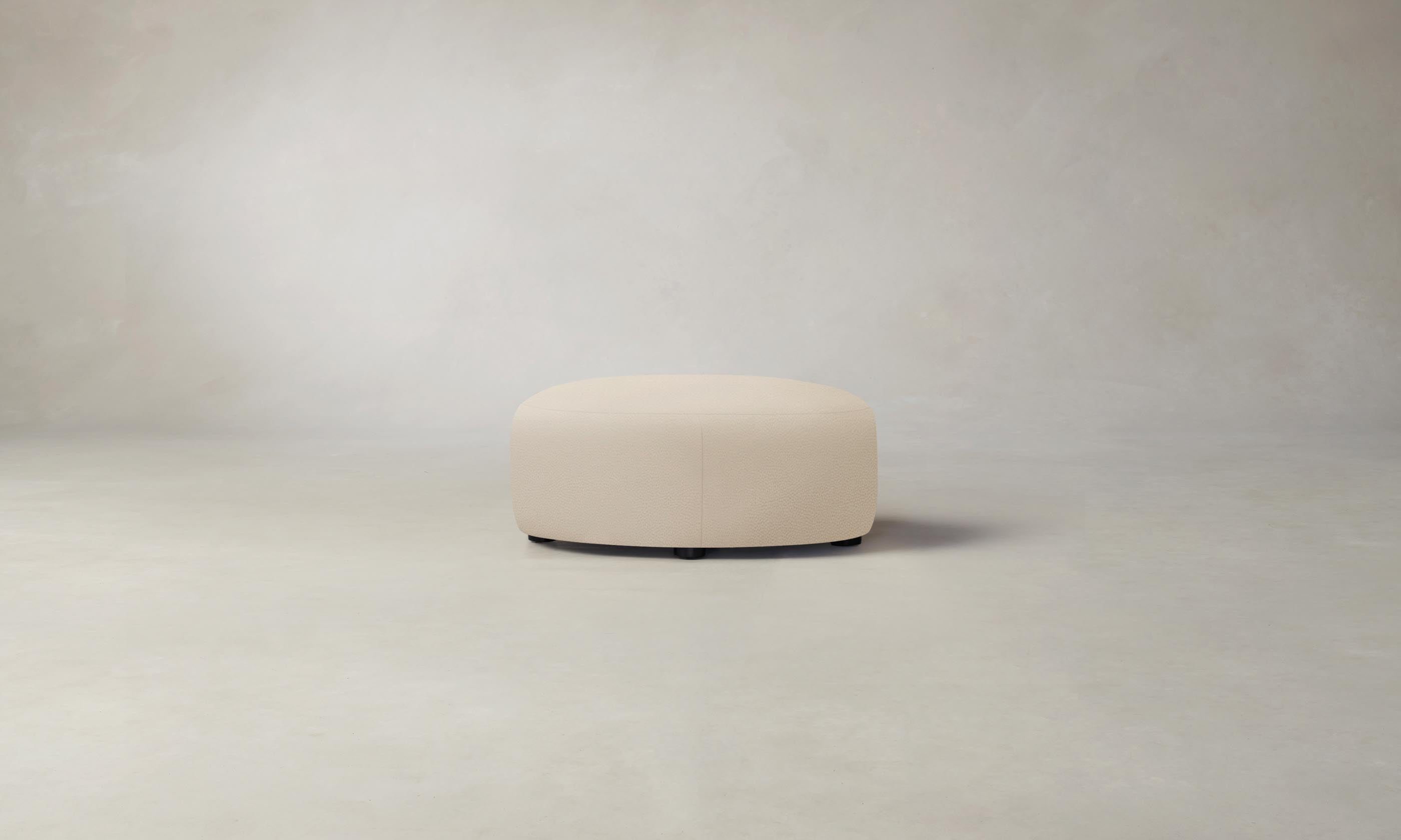 Premium Pebbled Leather Chelsea Ottoman in Stone - Stylish Footrest & Storage Bench for Living Room, Bedroom, or Office