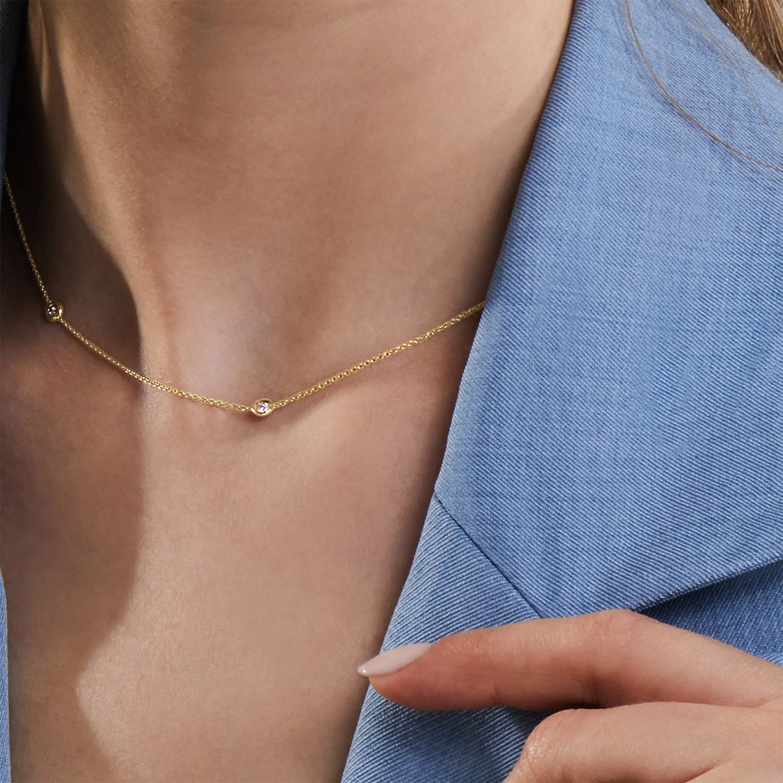 5 Station Diamond Necklace for Women - Elegant 14K Gold Plated Cubic Zirconia Pendant Necklace | Perfect for Weddings, Anniversaries & Special Occasions