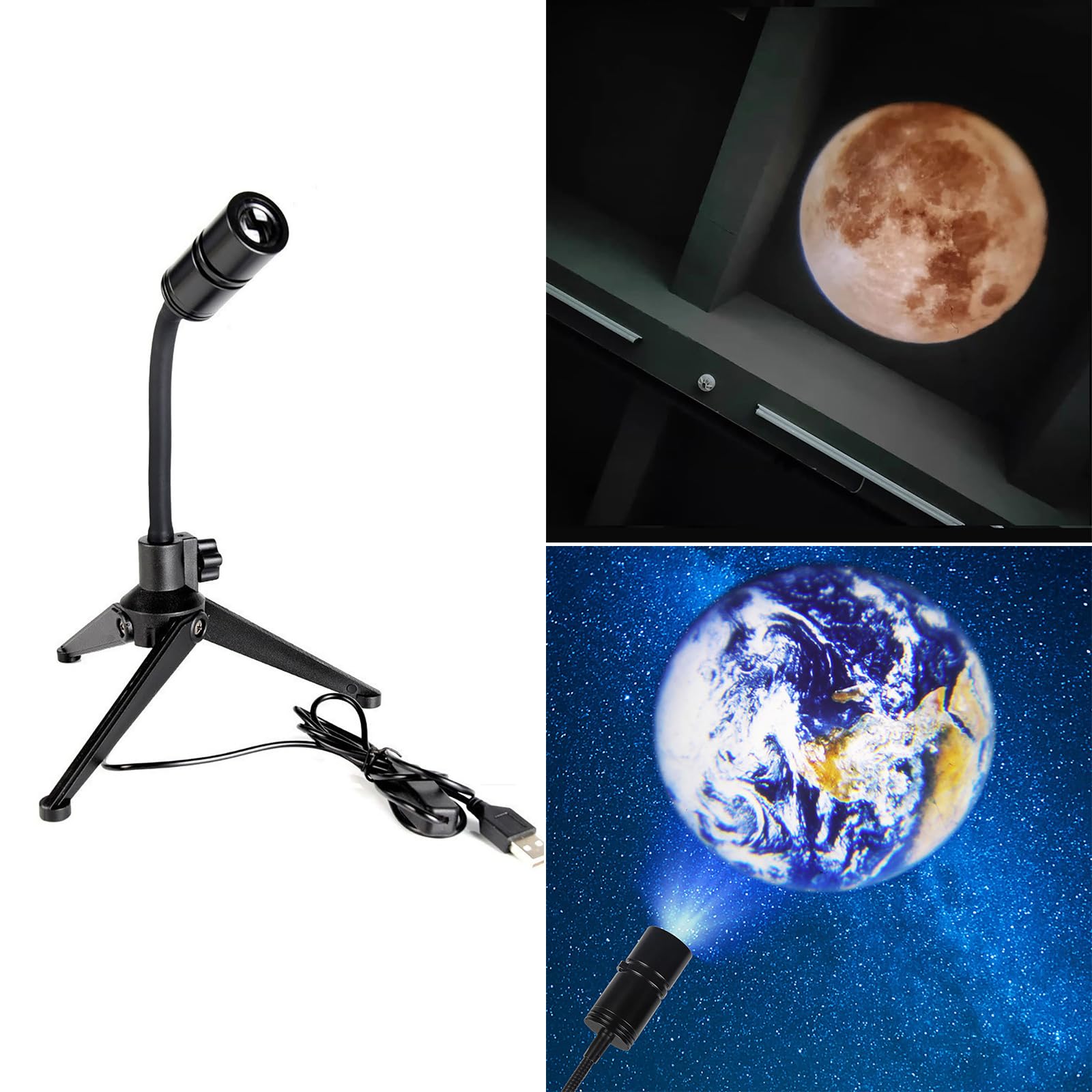 Xbiez 3D Moon Lamp with Earth Projection - USB Plug-in Night Light for Bedroom Decor, Romantic Gifts & Home Ambiance | Perfect for Nursery, Date Nights & Relaxation