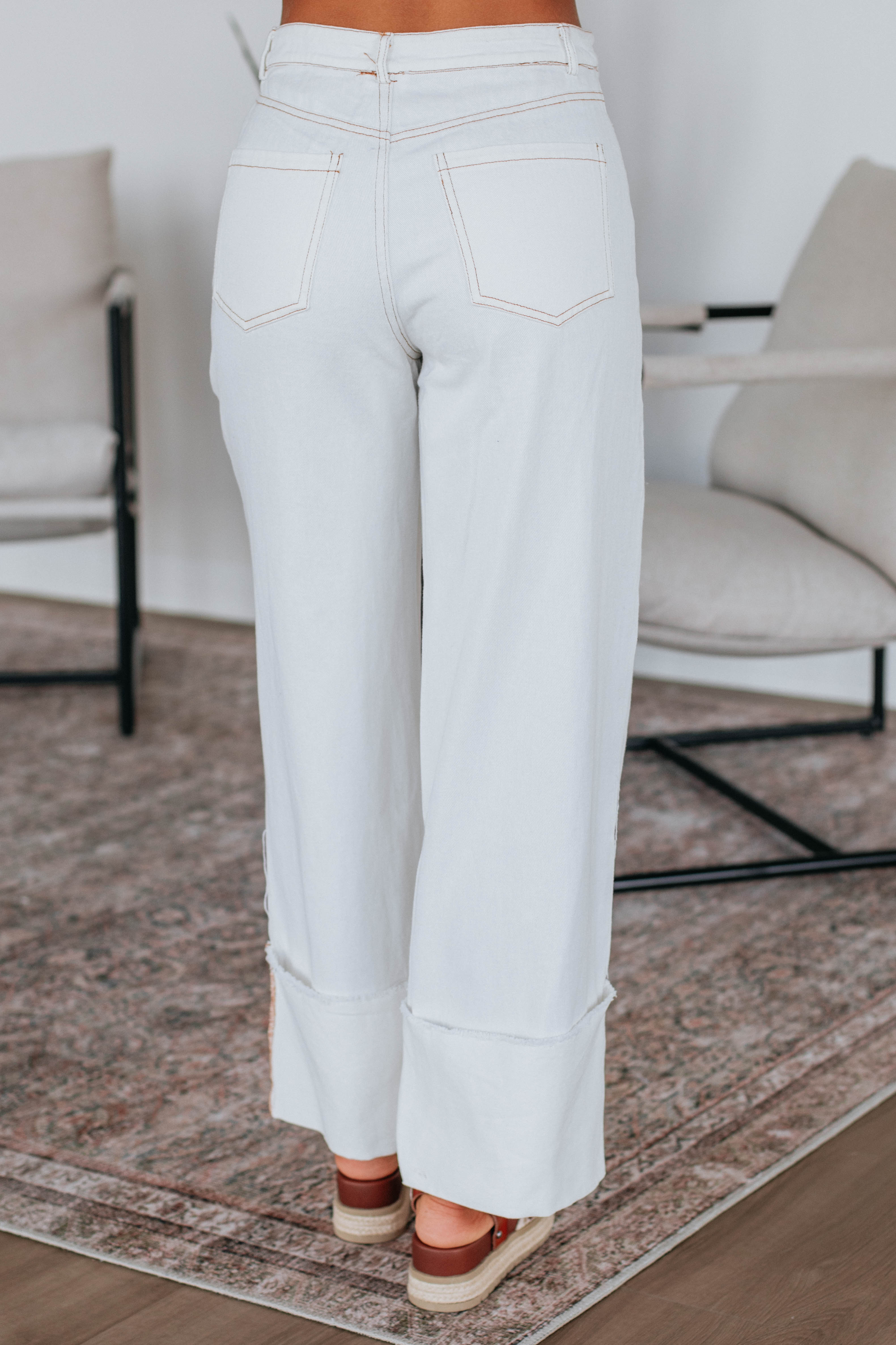 Cosette Wide Leg Pants for Women - High Waisted Linen Palazzo Trousers - Ivory Casual Summer Pants for Office, Travel & Beach Outfits