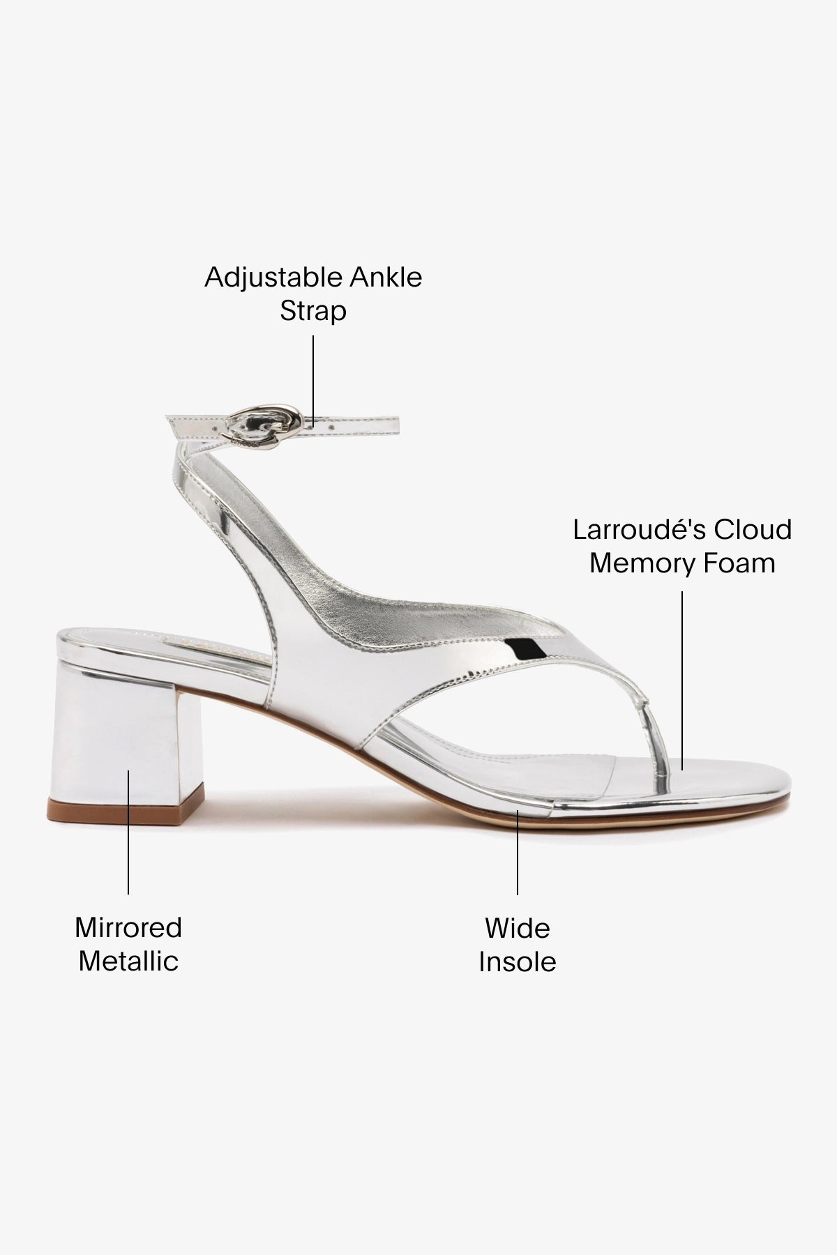 Gaia Block Sandal Women's Metallic Silver Mirror Heels - Perfect for Summer Weddings, Beach Vacations & Night Out Parties