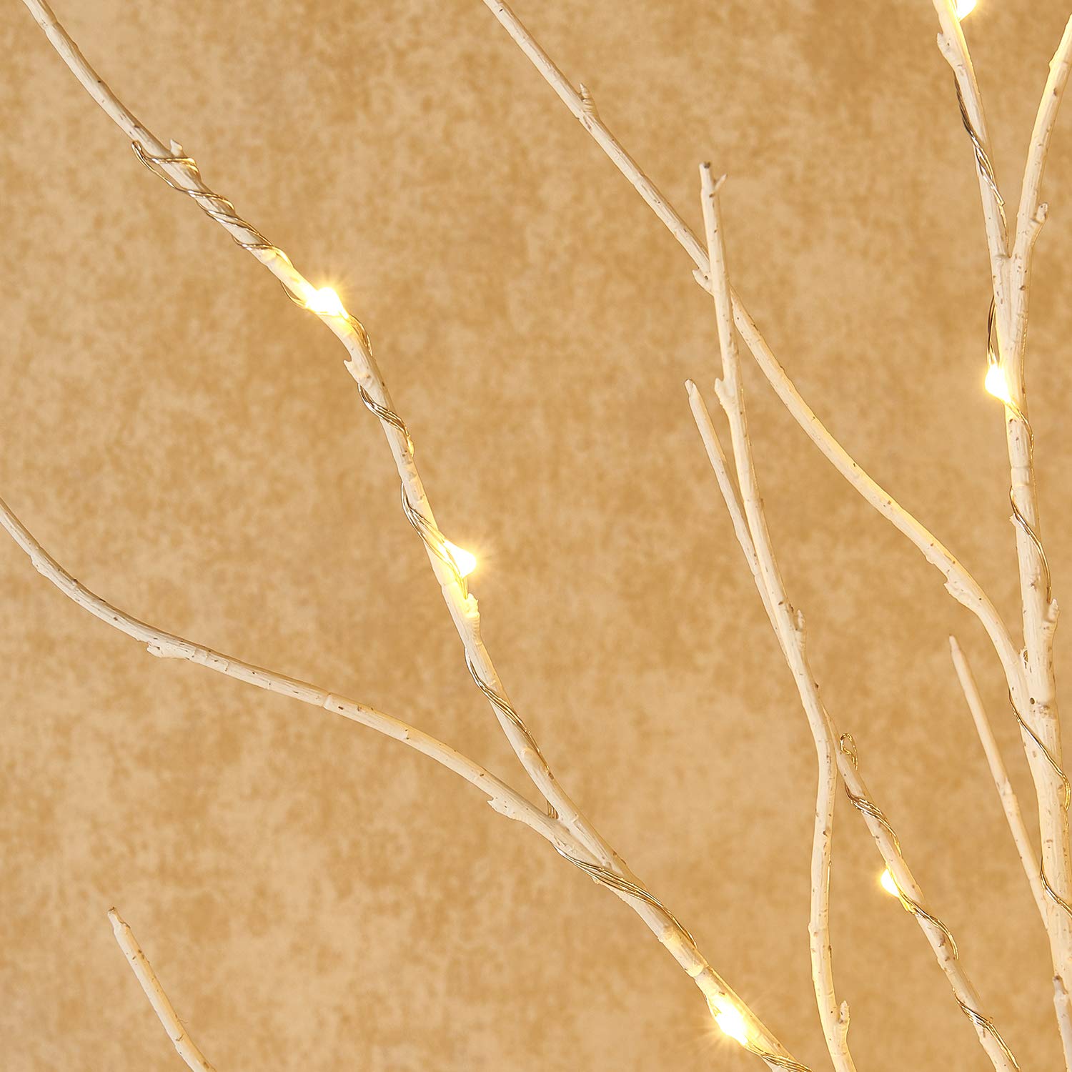 BAOLITVINE 32IN Lighted White Twig Branches with 200 Warm White LED Fairy Lights, Plug-in Willow Branches with Timer & Dimmer - Perfect for Home, Bedroom, Fireplace, Christmas Decor (Indoor/Outdoor Use)