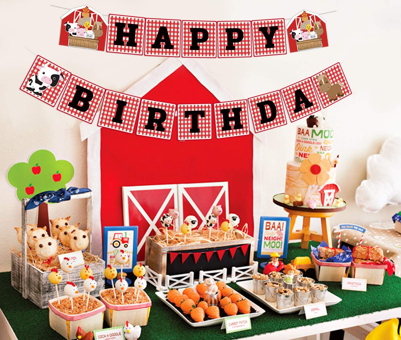 Farm Animal Birthday Banner - Barnyard Themed Party Decorations for Kids, Baby Showers & Farmhouse Events - Perfect for Birthday Parties, Classroom Decor, and Baby Showers