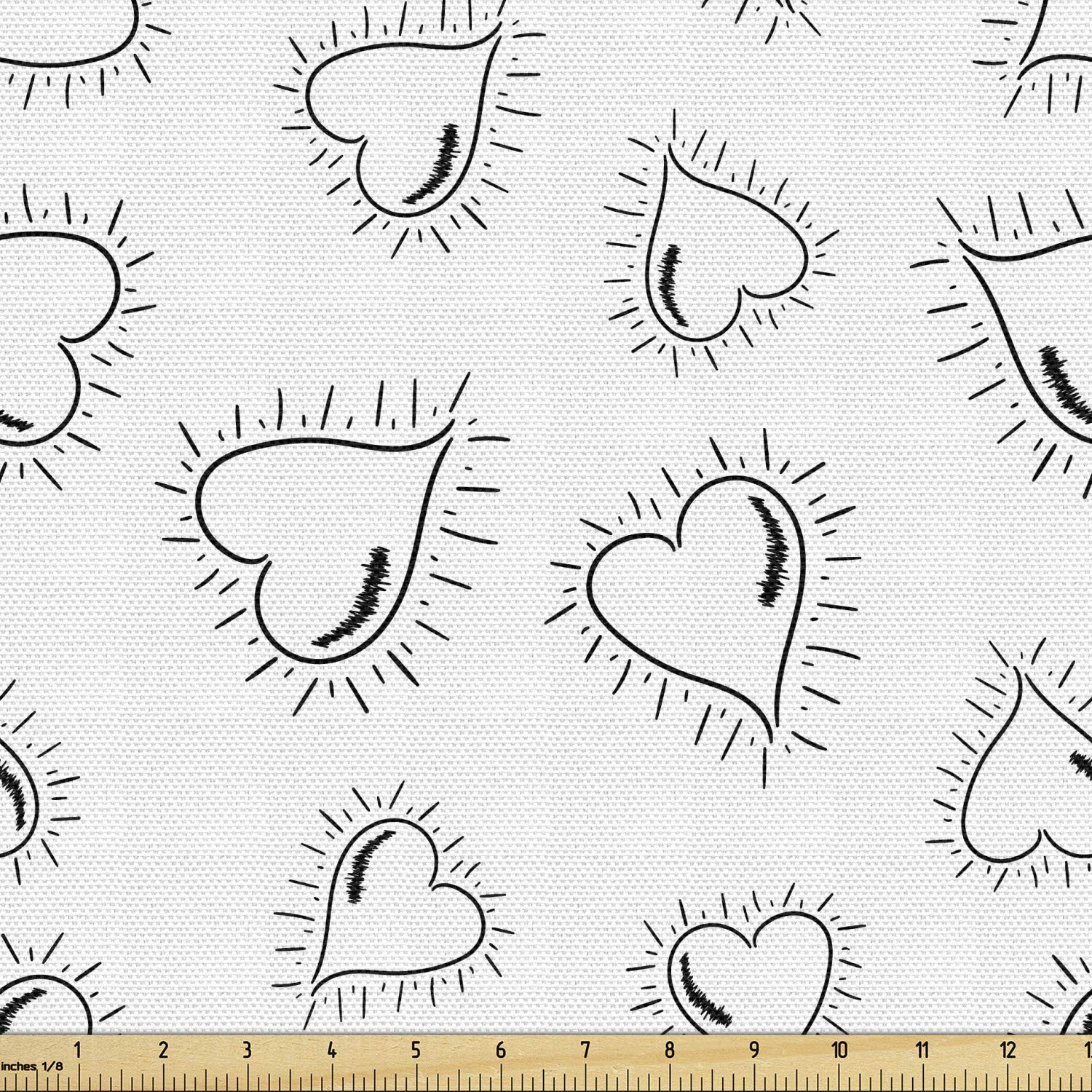 Ambesonne Romantic Heart Hand-Drawn Valentine's Day Fabric by The Yard - 10 Yards Charcoal Grey & White Sketch Art Material for Upholstery, DIY Home Decor, Quilting, Table Runners, and Craft Projects