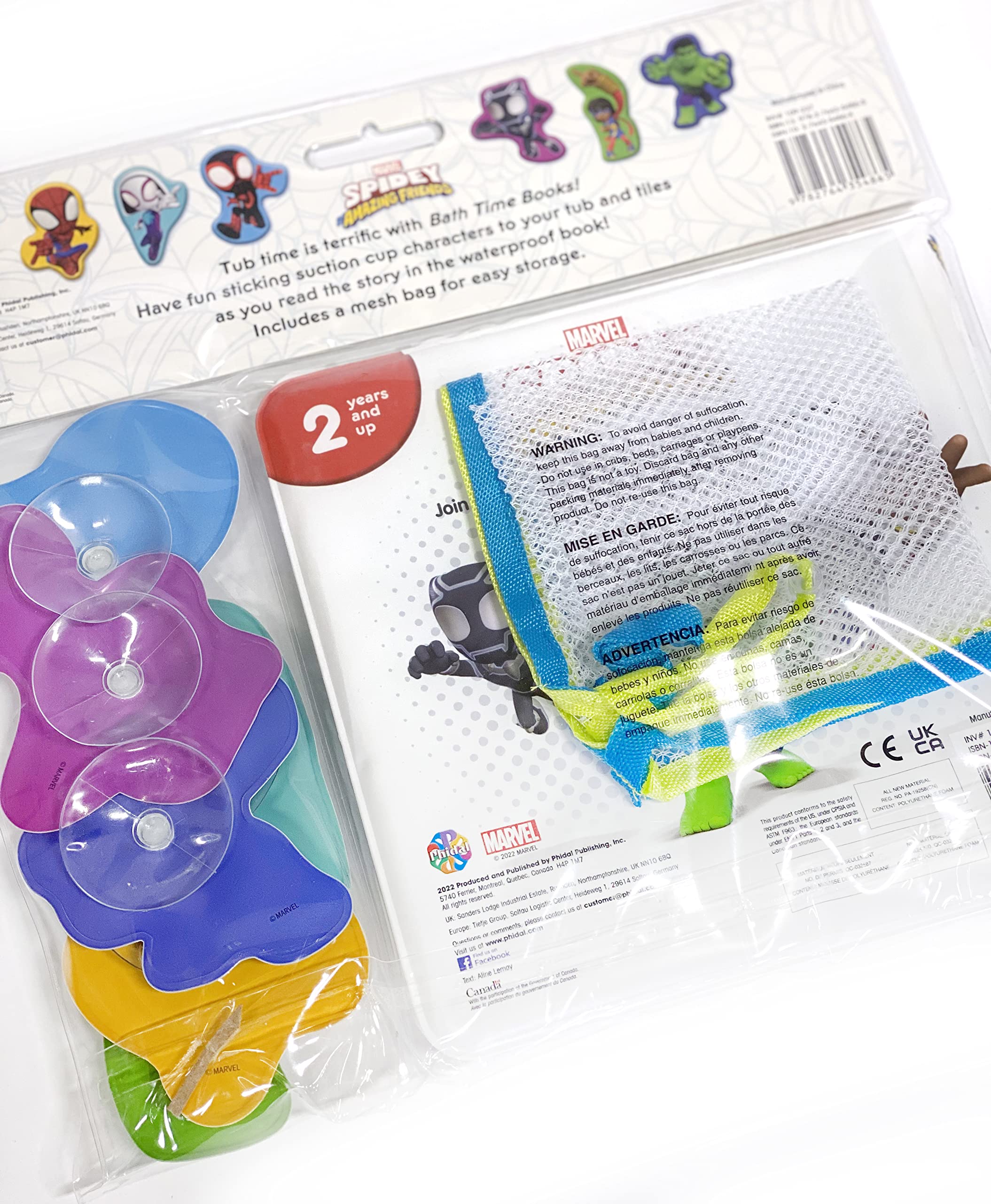 Marvel Spidey Bath Books for Kids - 6 Padded Suction Cups | Fun Bath Time Activity