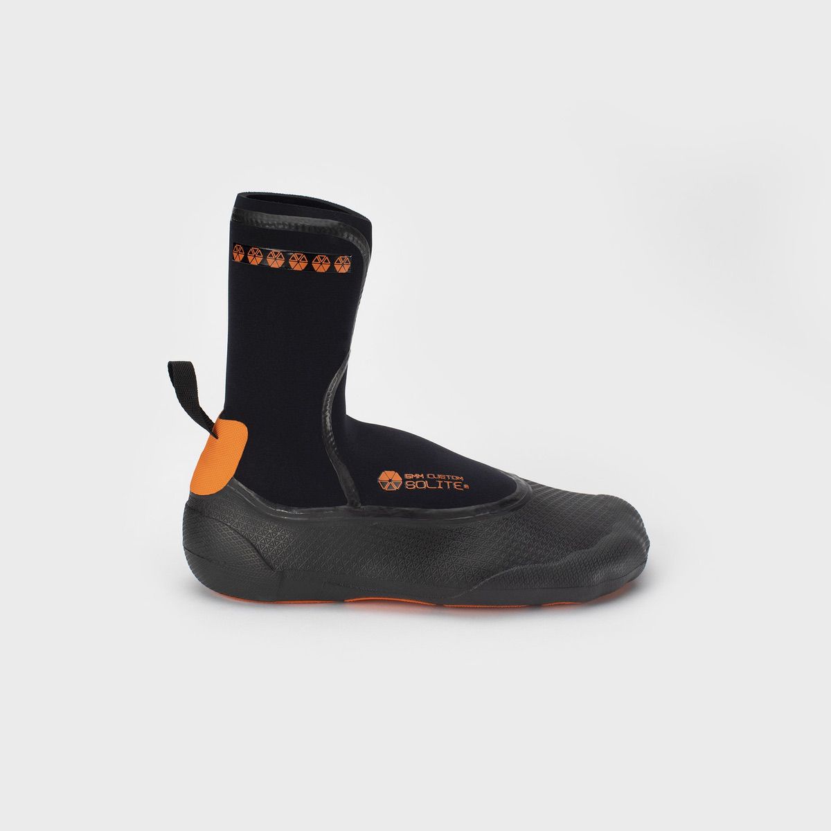 5mm SOLITE Neoprene Booties for Men & Women - Custom Black/Orange Scuba Diving Shoes with Heat Booster Socks | Warm Waterproof Footwear for Surfing, Kayaking, Snorkeling & Winter Activities