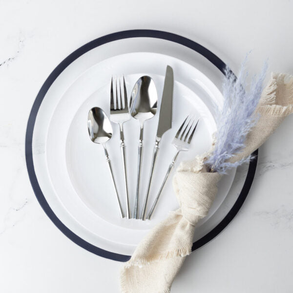 Premium Infinity Collection 40-Piece Silver Flatware Set - Service for 8 - Elegant Stainless Steel Cutlery Set for Fine Dining, Dinner Parties & Wedding Gifts