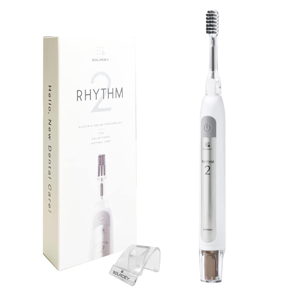 Soladey Rhythm2 Ionic Power Electric Toothbrush with Solar Panel & TiO2 Technology - Eco-Friendly Whitening Toothbrush for Home & Travel Use