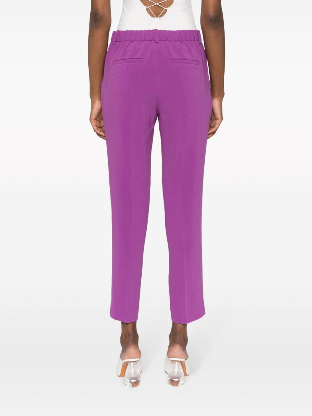 Alberto Biani Women's Purple Trousers - High Waisted Stretch Comfort Pants for Work, Office & Casual Wear